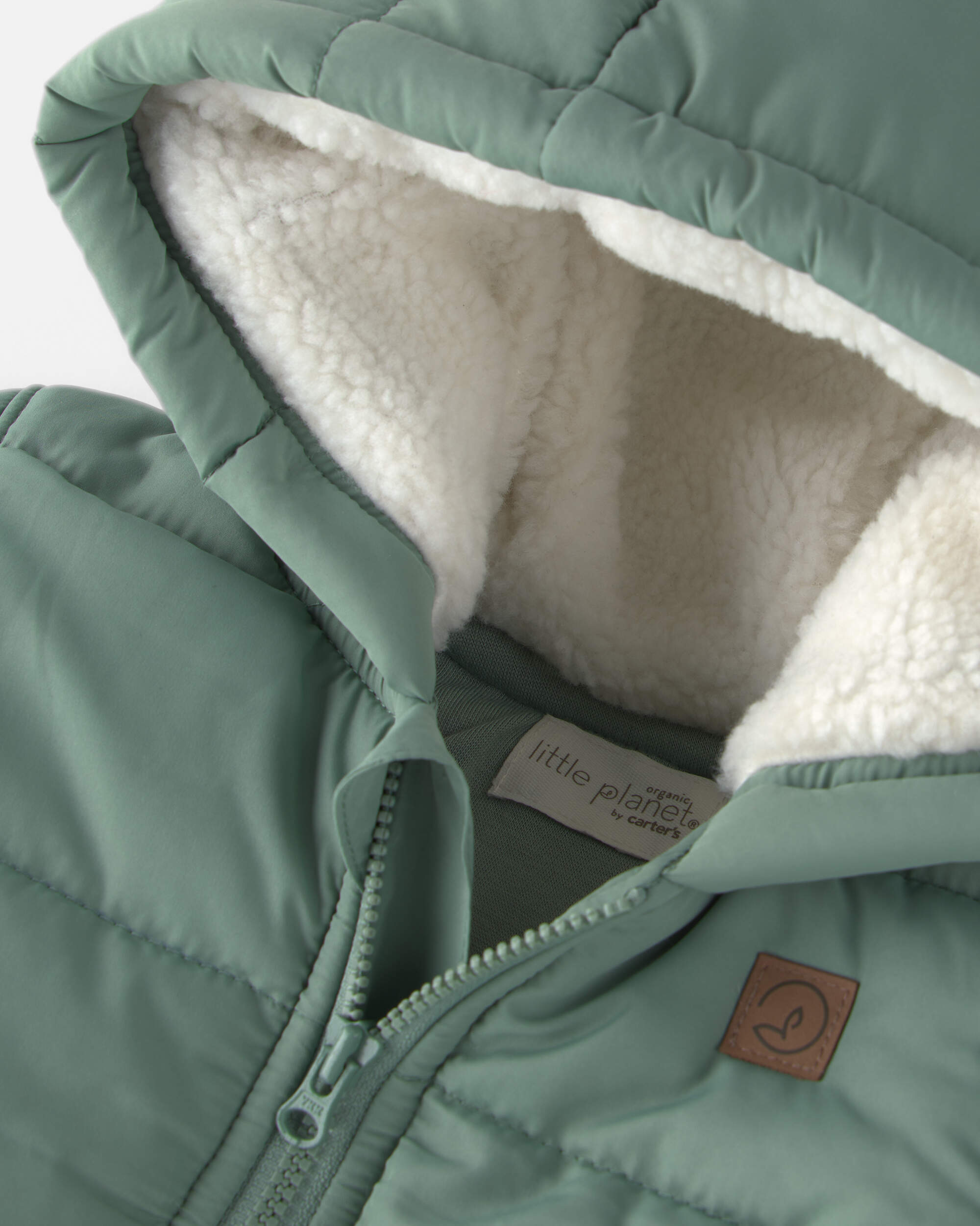 Toddler Recycled Teddy Fleece Hooded Puffer Jacket