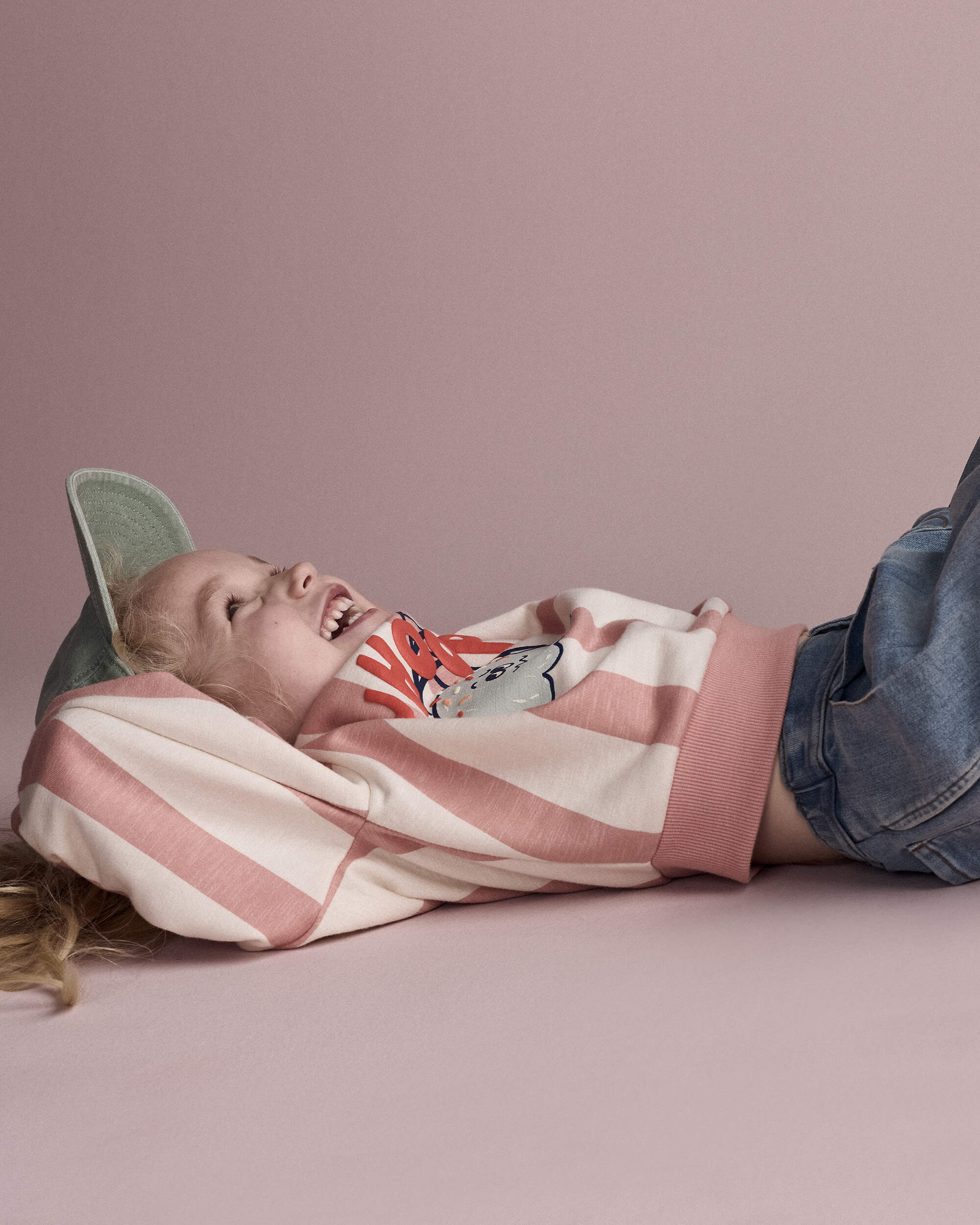 Toddler Whoops' Striped Ice Cream Dolman-Sleeve Sweatshirt - Peach