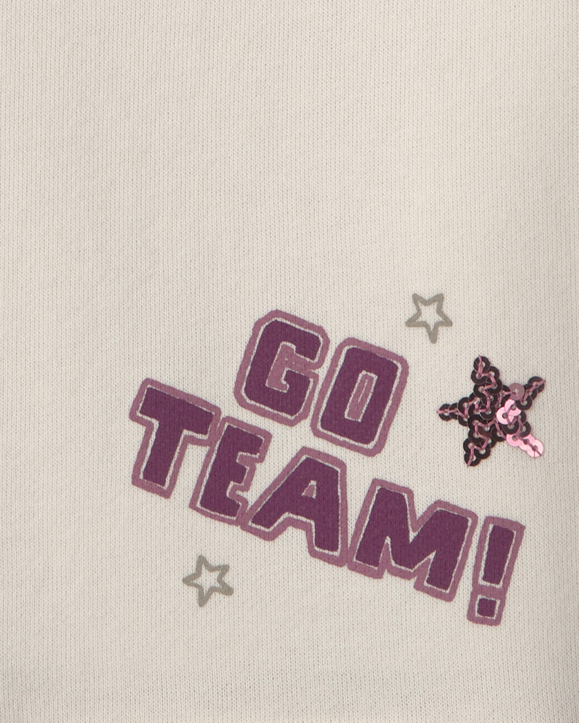 Girls 'Go Team!' French Terry Long-Sleeve Pullover Sweatshirt - Cream