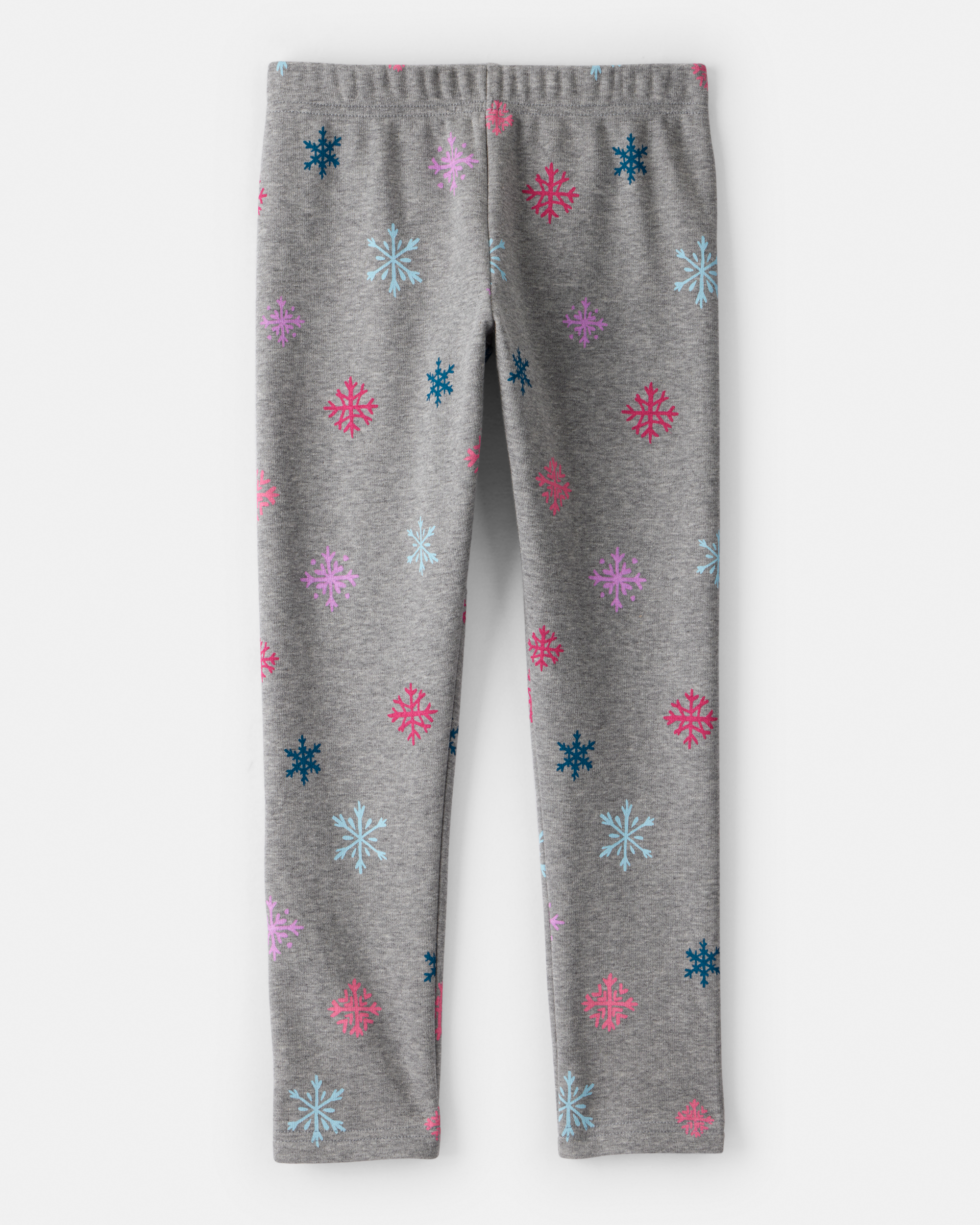 Kid Snowflake Pull-On Stretch Cozy Leggings - Grey