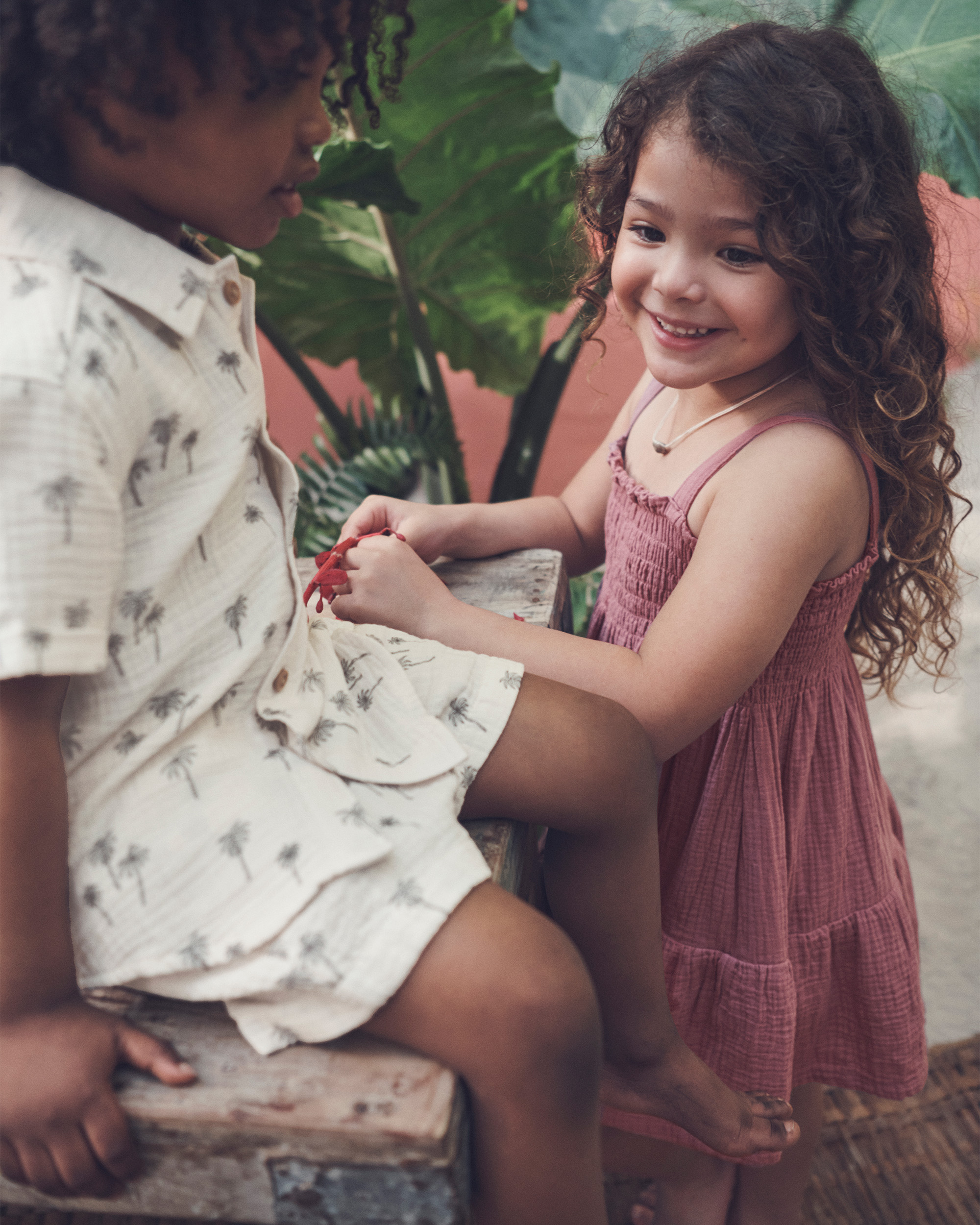 Tout-petit fille - Robe en gaze &agrave; smocks en coton biologique, , hi-res