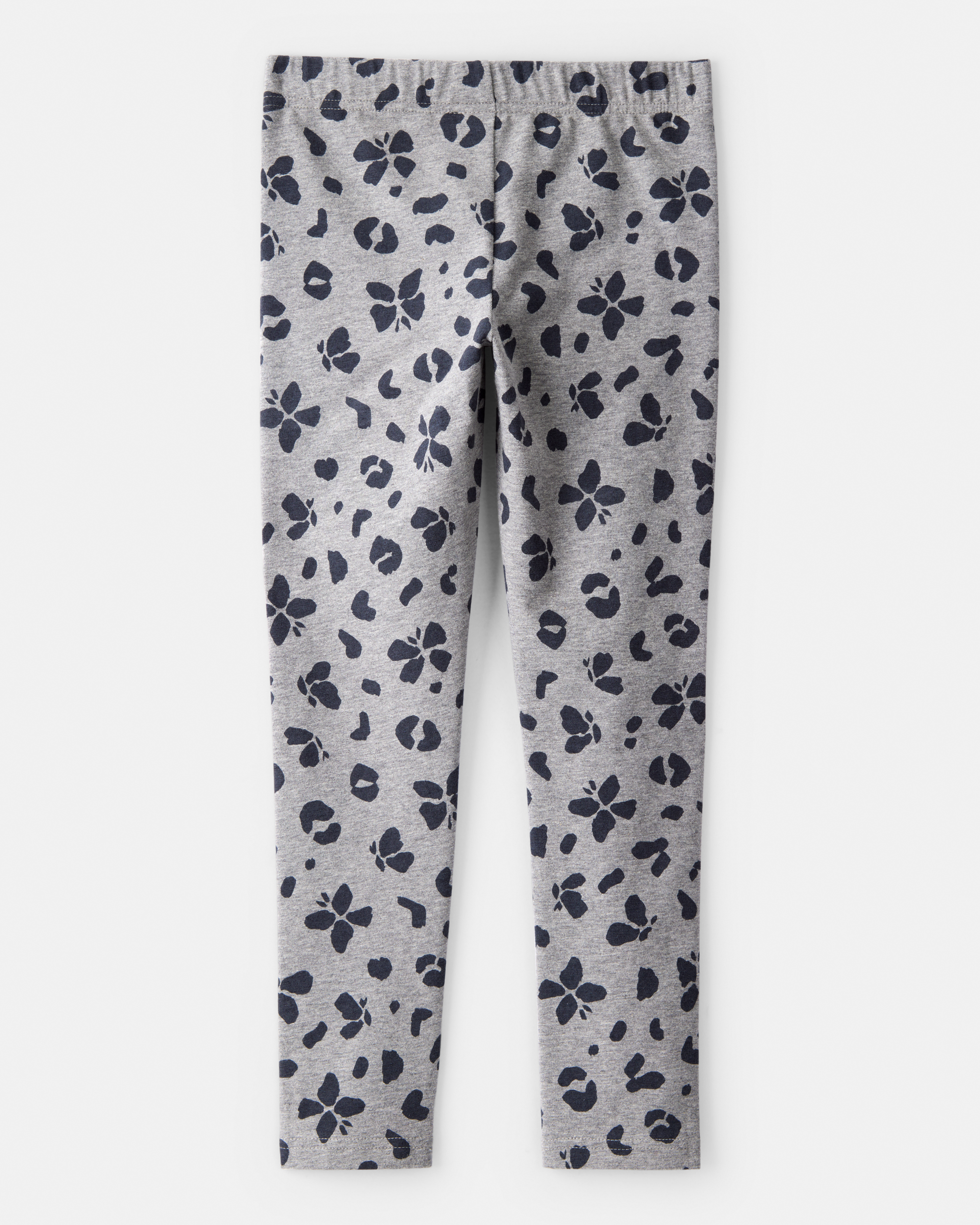 Girls Butterfly Leopard Print Pull-On Stretch Leggings - Grey