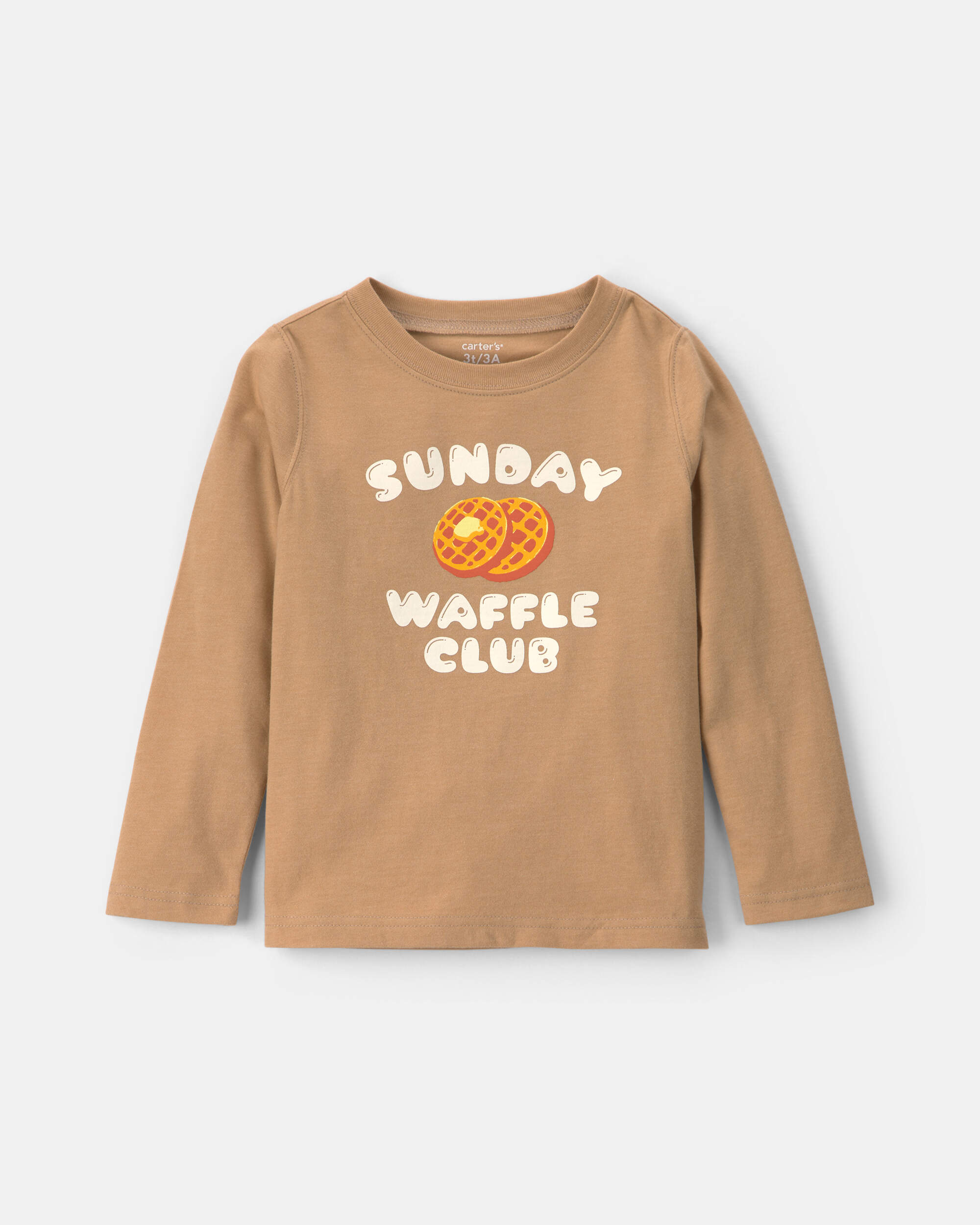 Toddler 'Sunday Waffle Club' Long-Sleeve Graphic Tee - Brown