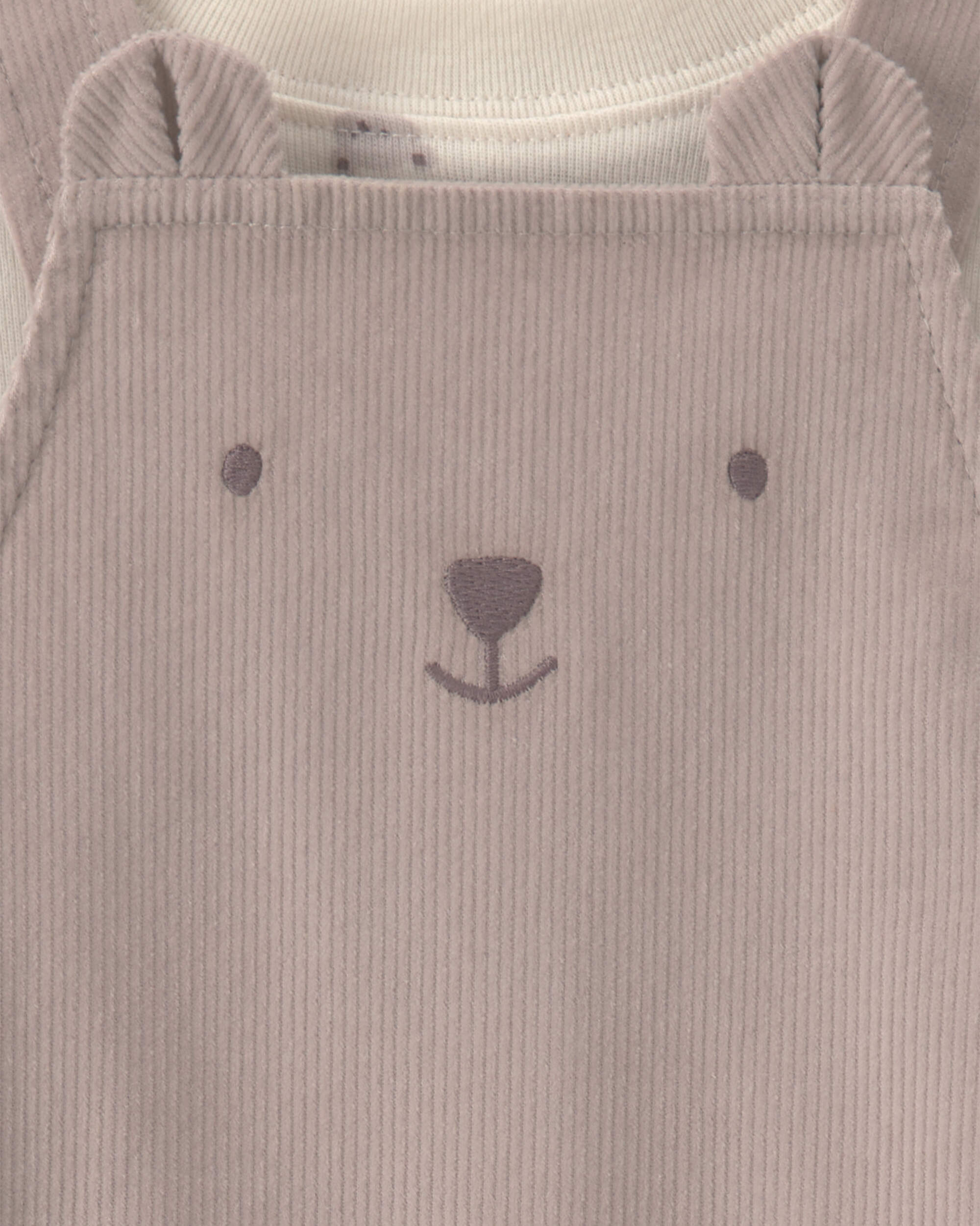 Baby Boy 2-Piece Bear Corduroy Overall Set - Brown