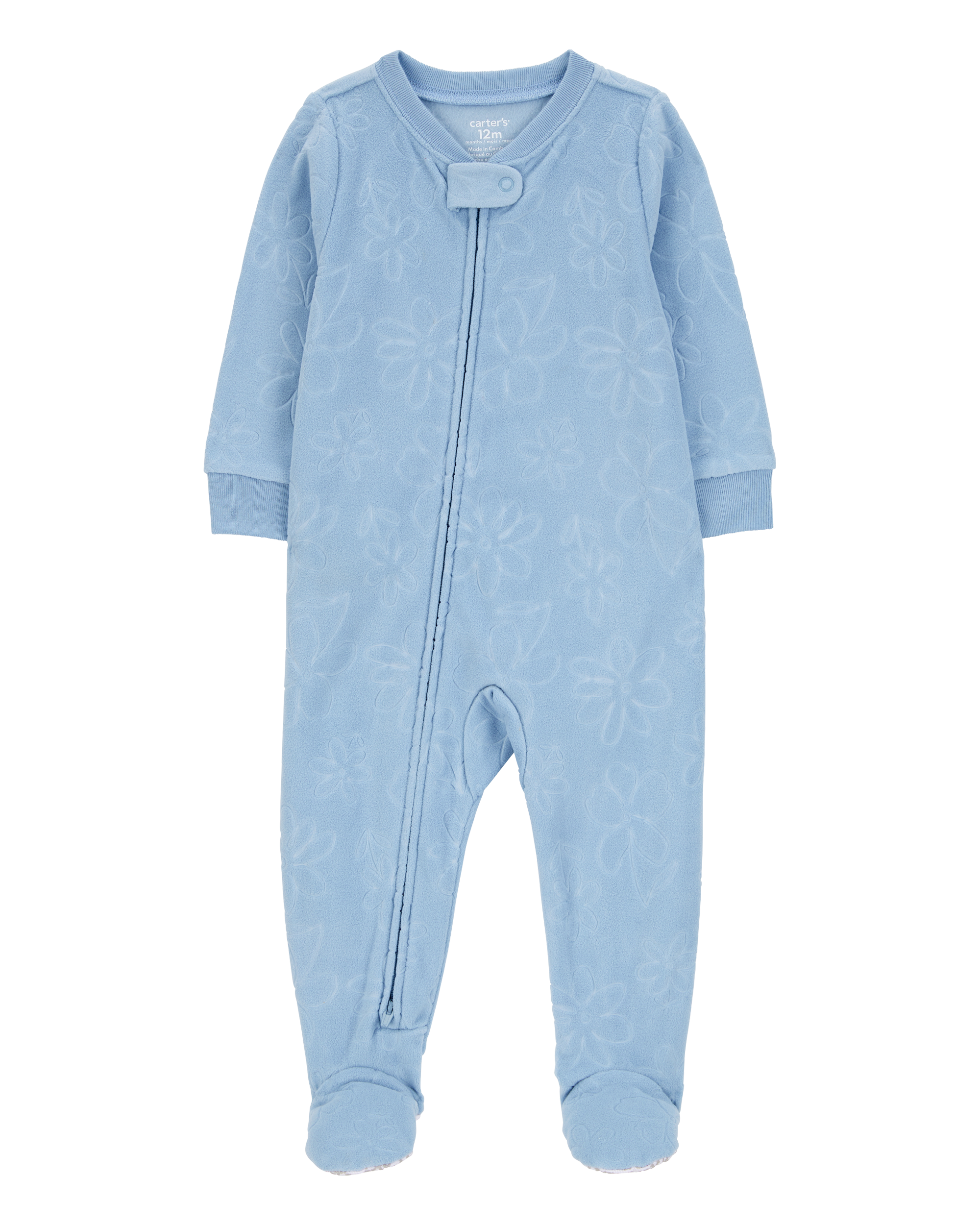 Toddler 1-Piece Floral Burn Out Fleece Footie Pyjamas