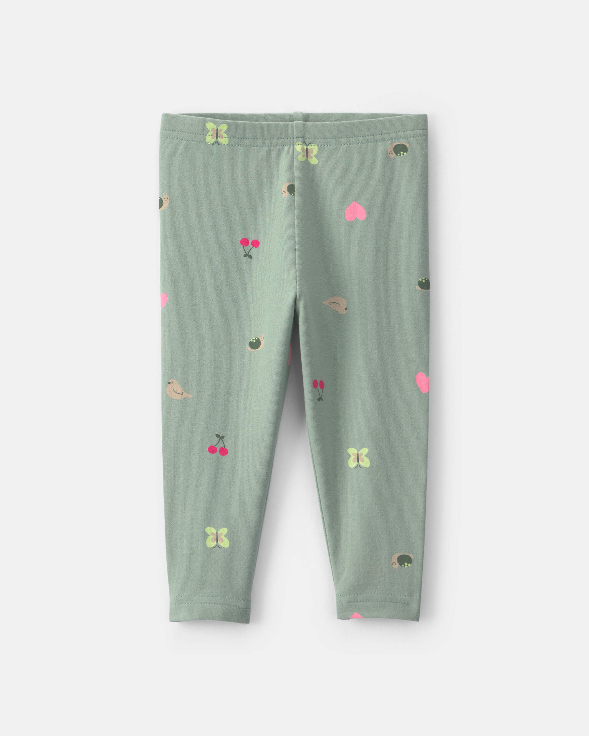 Baby Girl Butterfly Pull-On Stretch Leggings - Green