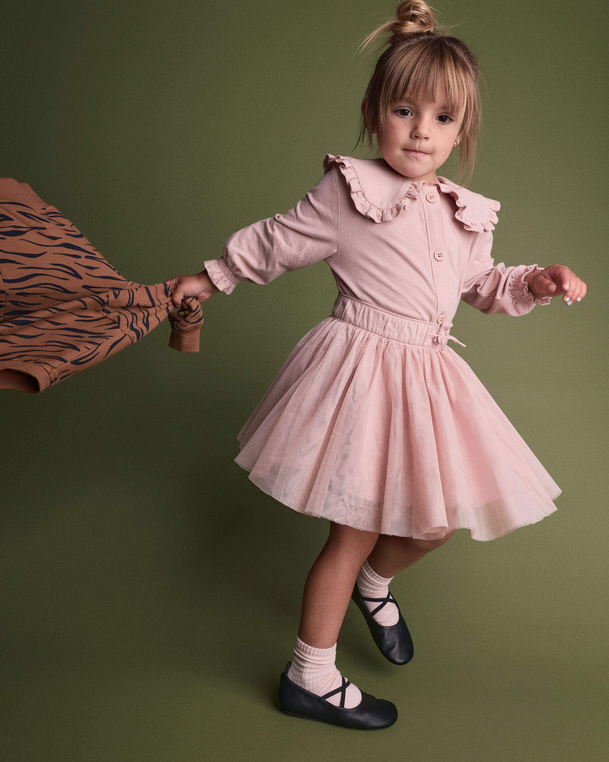 Toddler Girl Peter Pan Collar Top - Blush