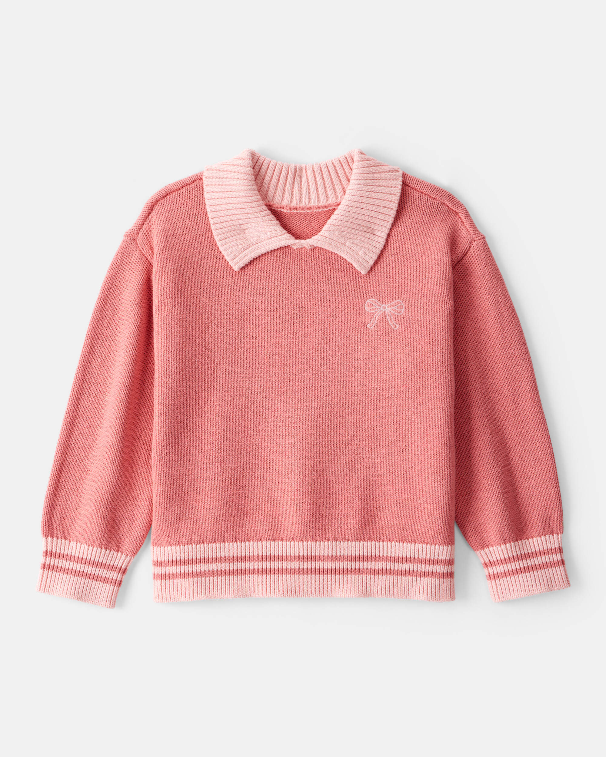 Toddler Girl Bow Cotton Long-Sleeve Sweater - Pink