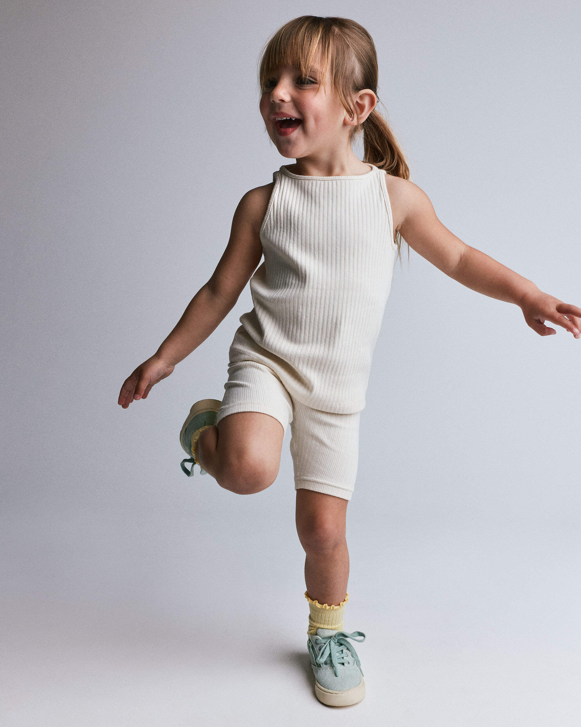 Toddler Girl Ribbed Playtime Tank - Cream