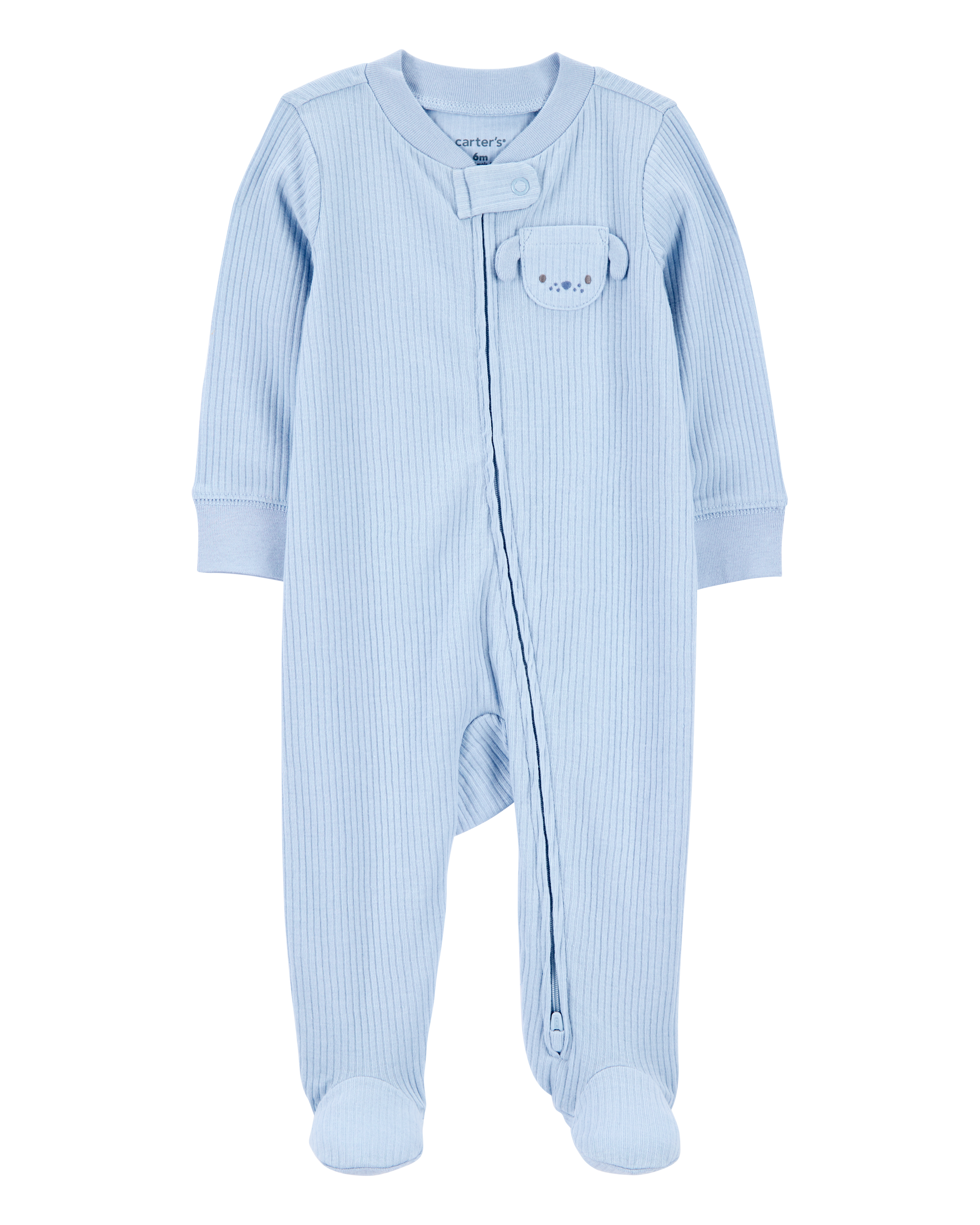 Baby Dog Pocket 2-Way Zip Ribbed Sleeper pyjamas