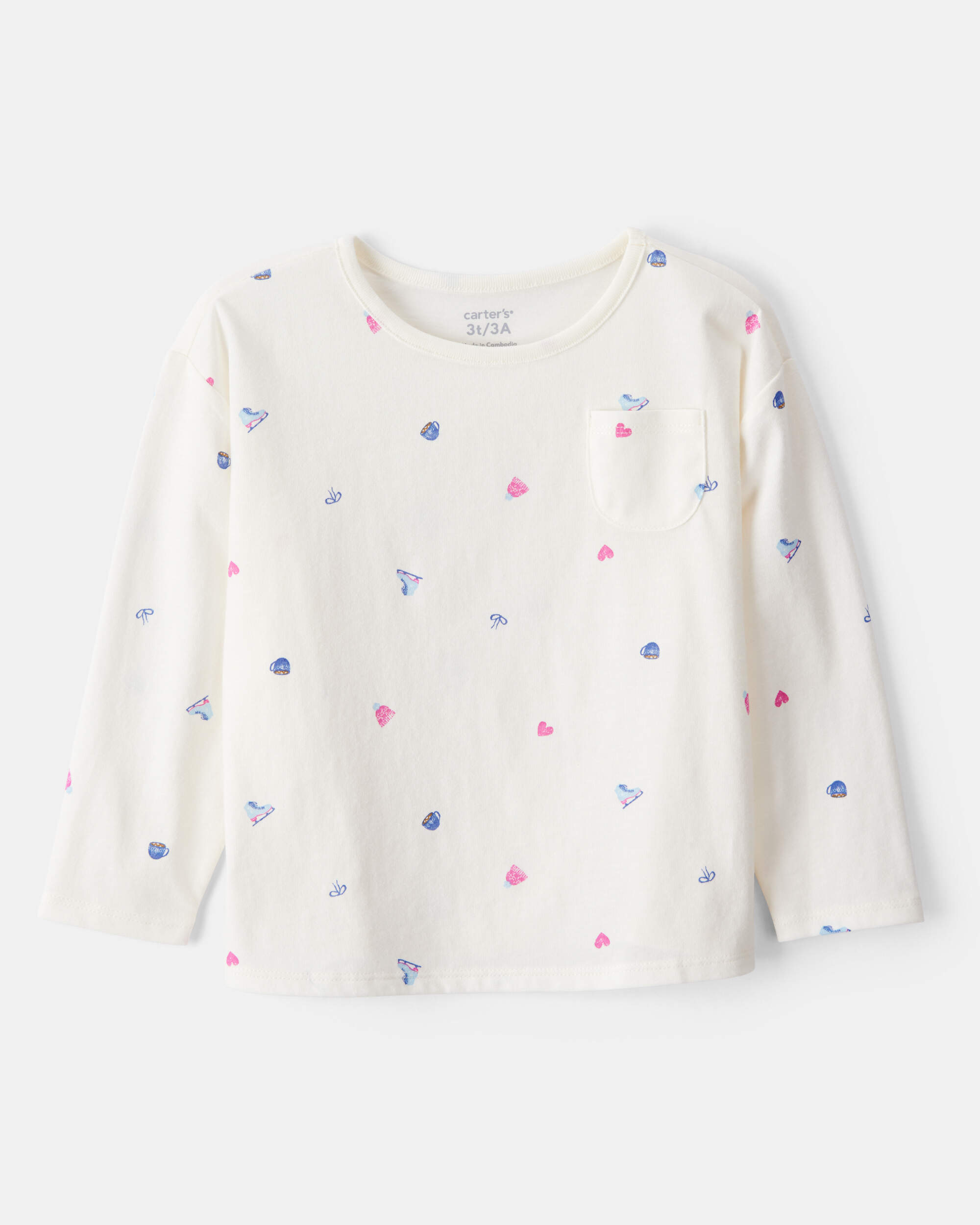 Toddler Girl Winter Print Long-Sleeve Top - White