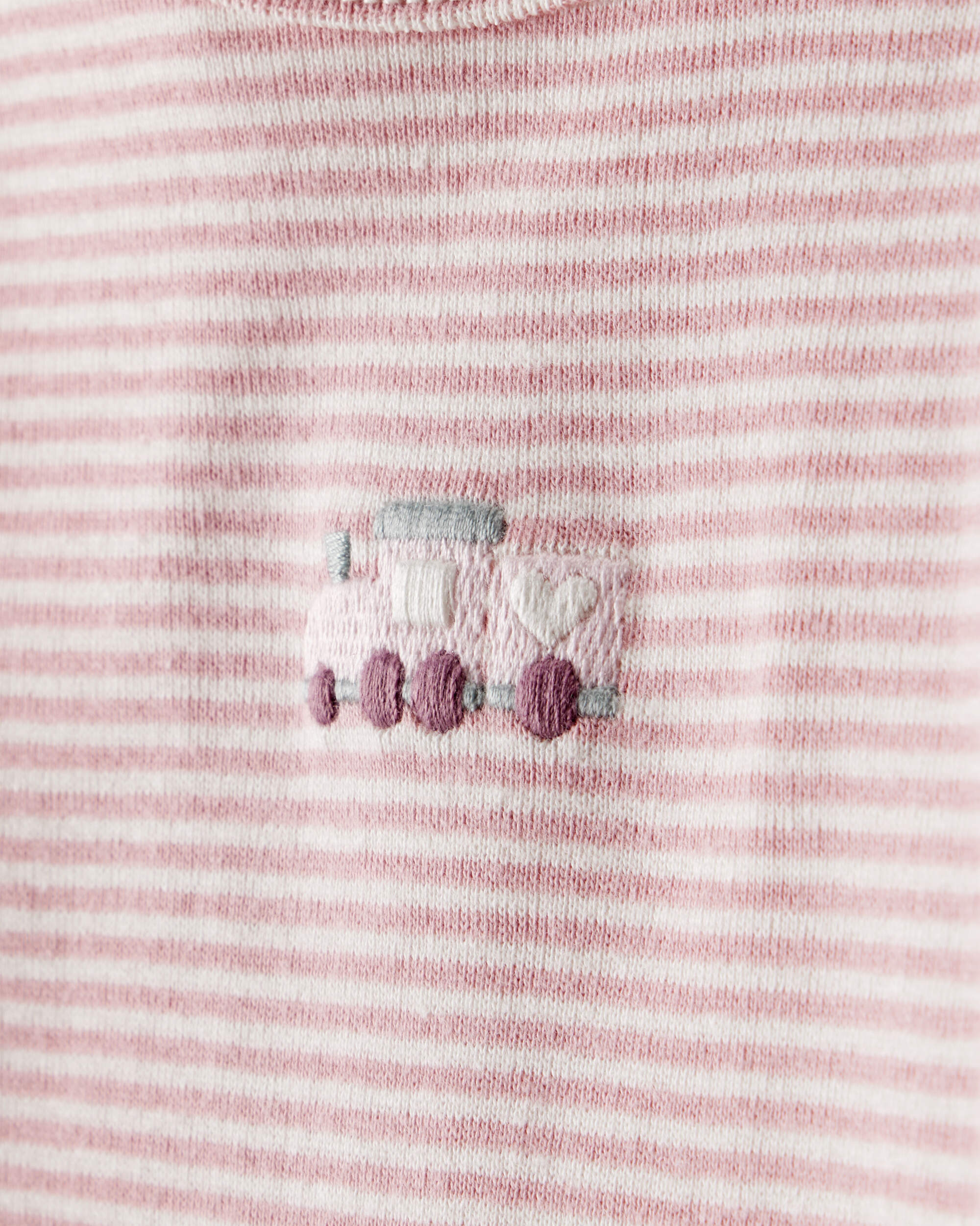 Baby Girl 3-Piece Train Print Long-Sleeve Bodysuit & Pant Set - Pink