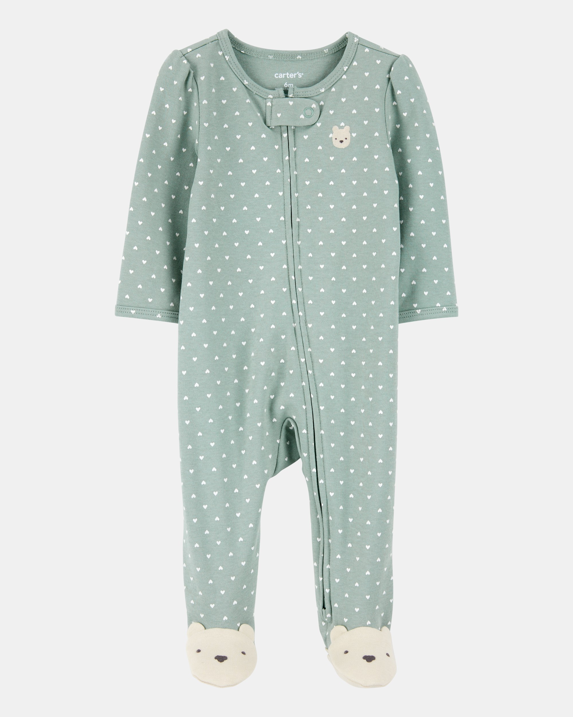 Baby Girl Polka Dot 2-Way Zip Cotton Sleeper pyjamas