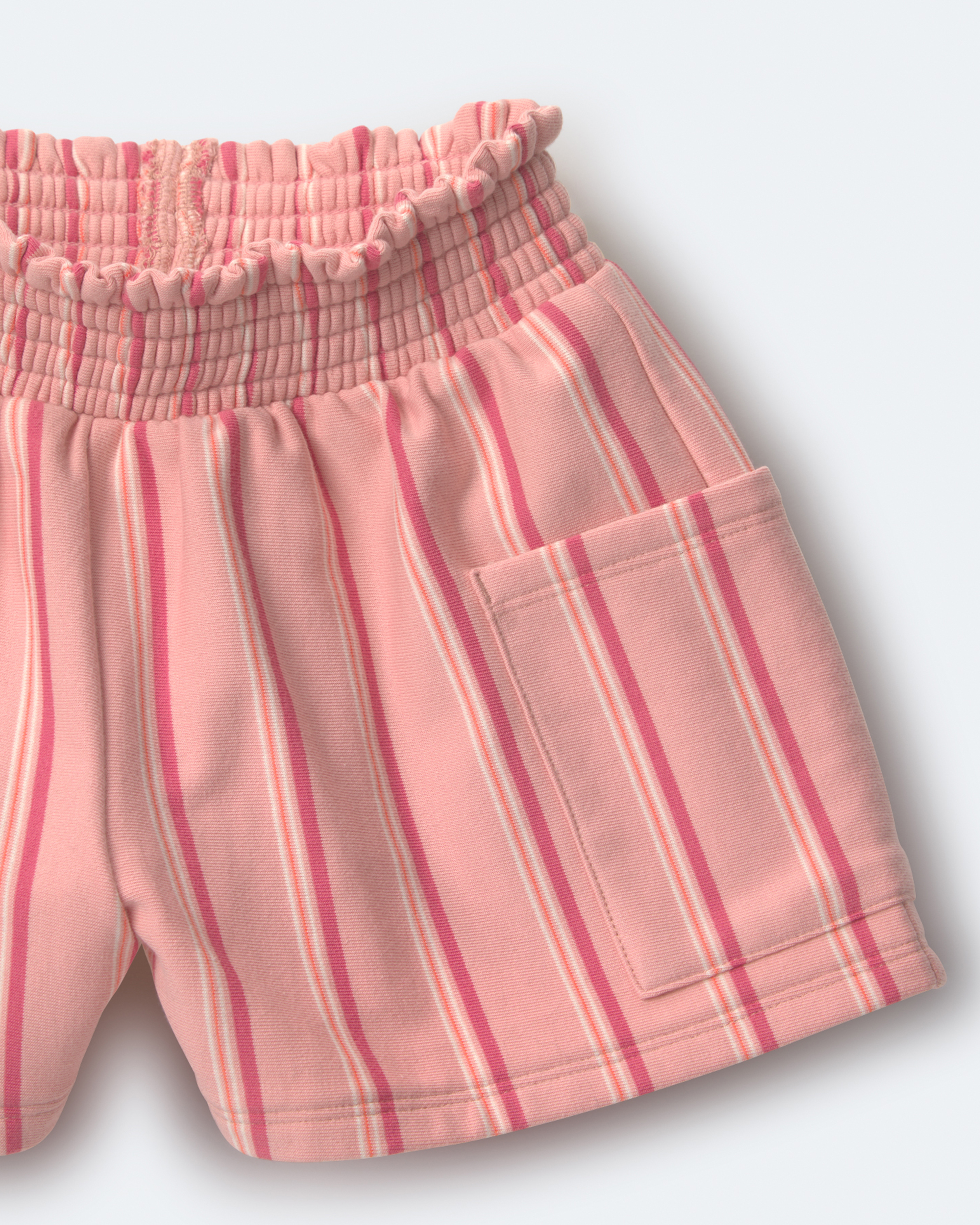 Toddler Girl Swing Short with Pockets Stripes - Peach