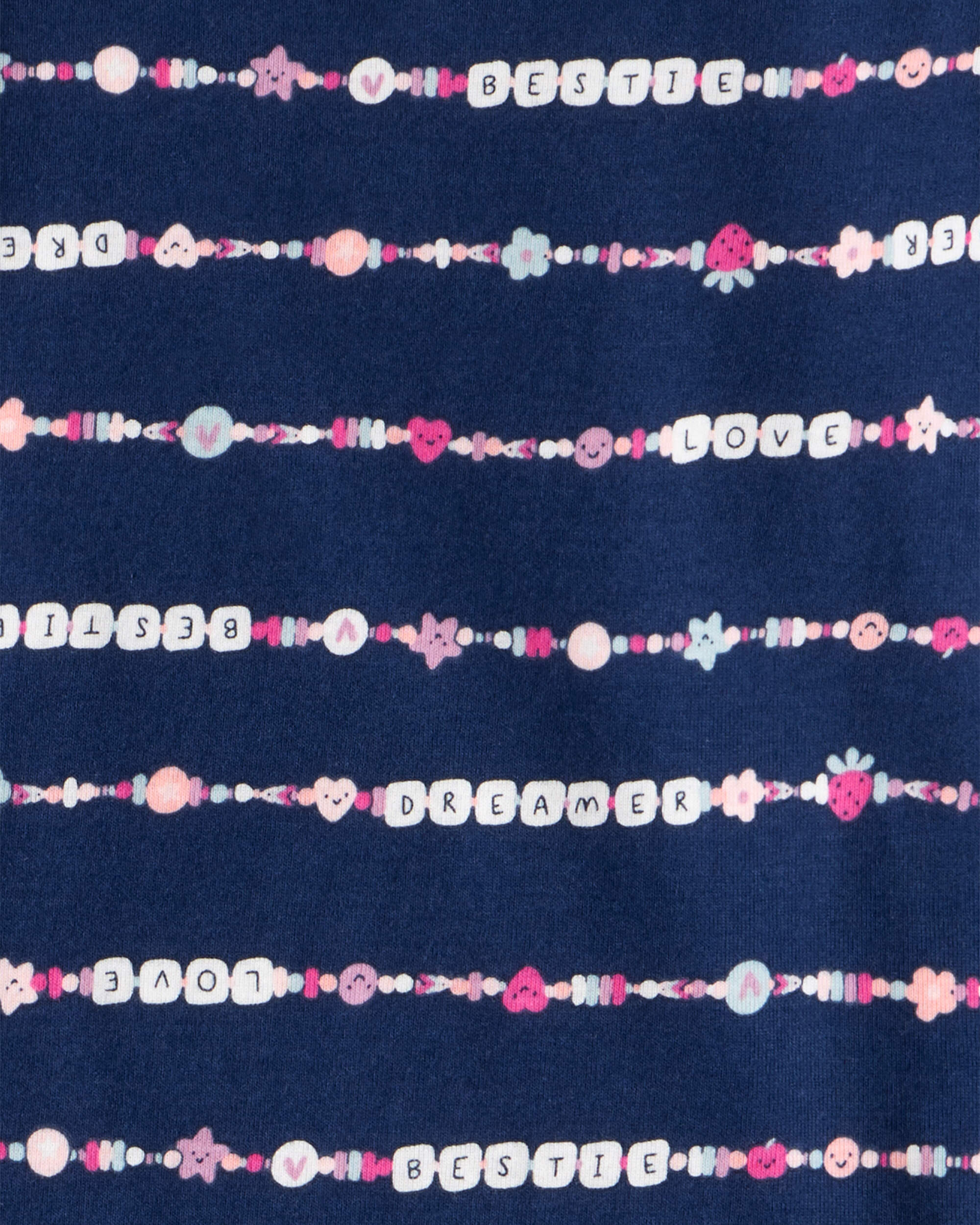 Girls Heart Print 100% Cotton Long-Sleeve Snug Fit 4-Piece Pyjamas - Navy/Pink