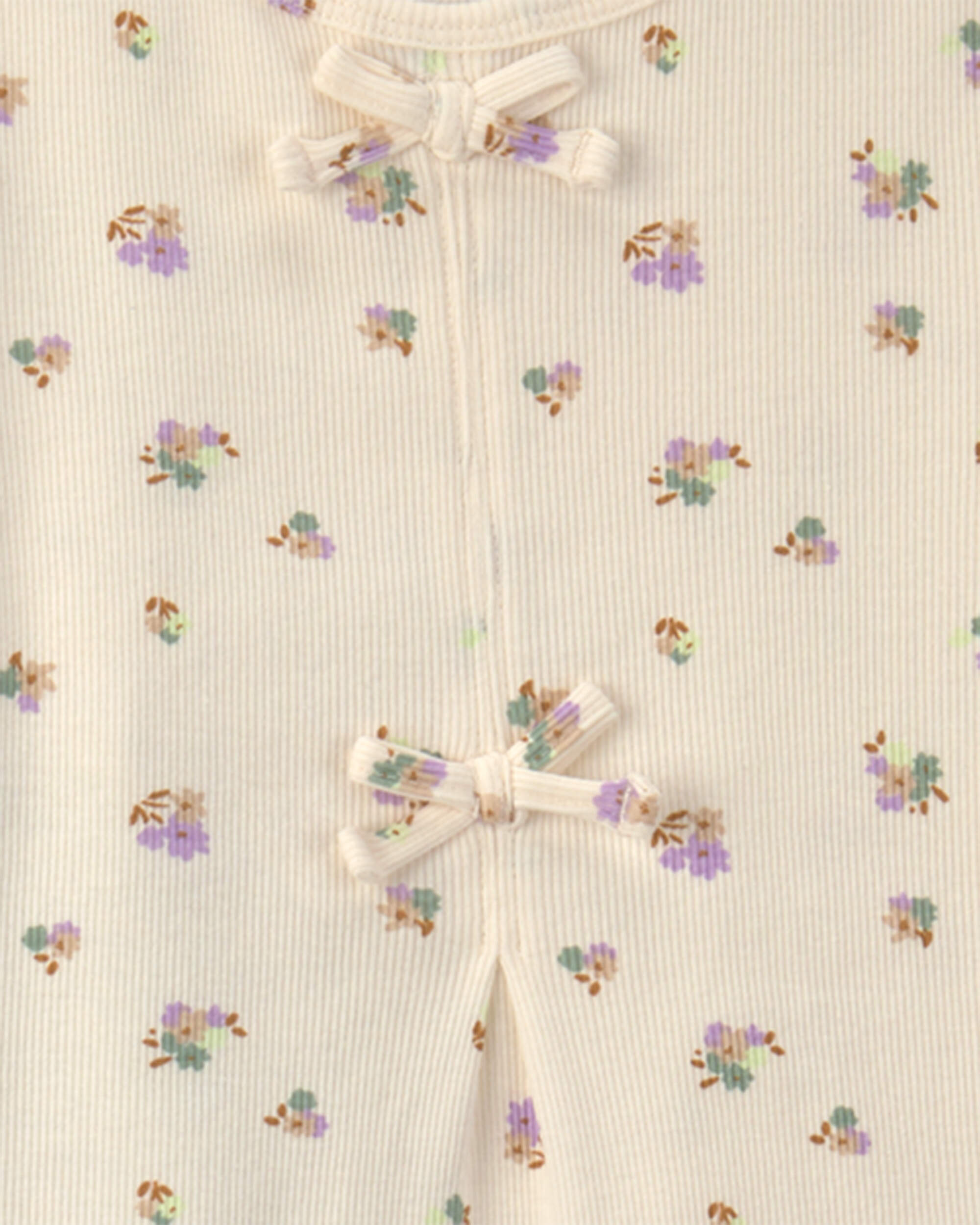 Girls 2-Piece Floral Short-Sleeve Top & Pant Set – Cream/Green