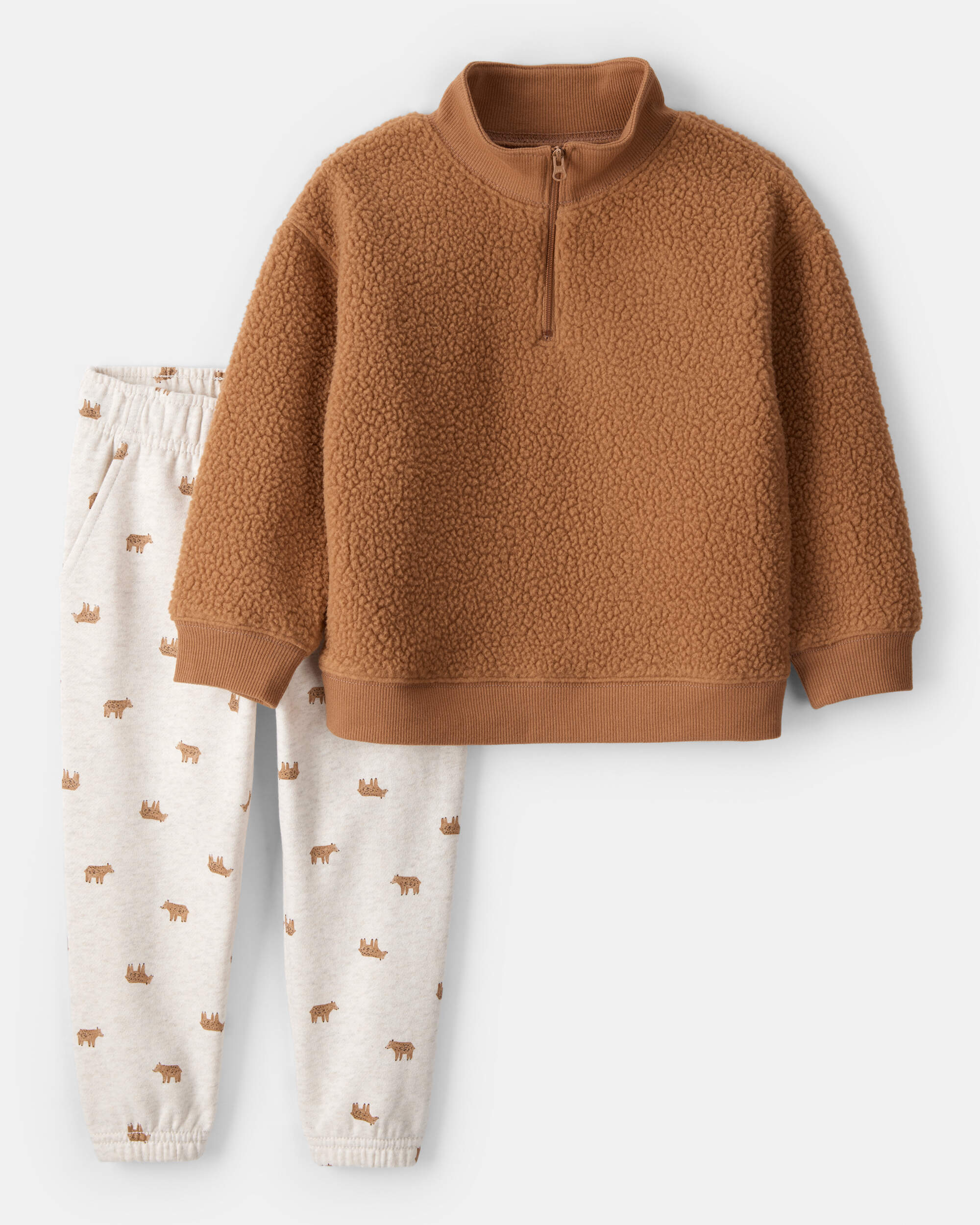 Toddler Boy 2-Piece Teddy Pullover and Joggers Set