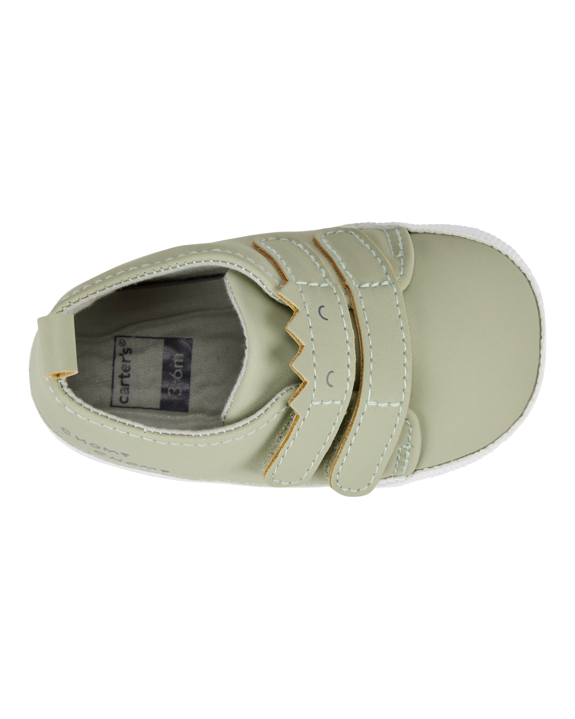 Baby Boy Dinosaur Slip-On Shoes - Olive