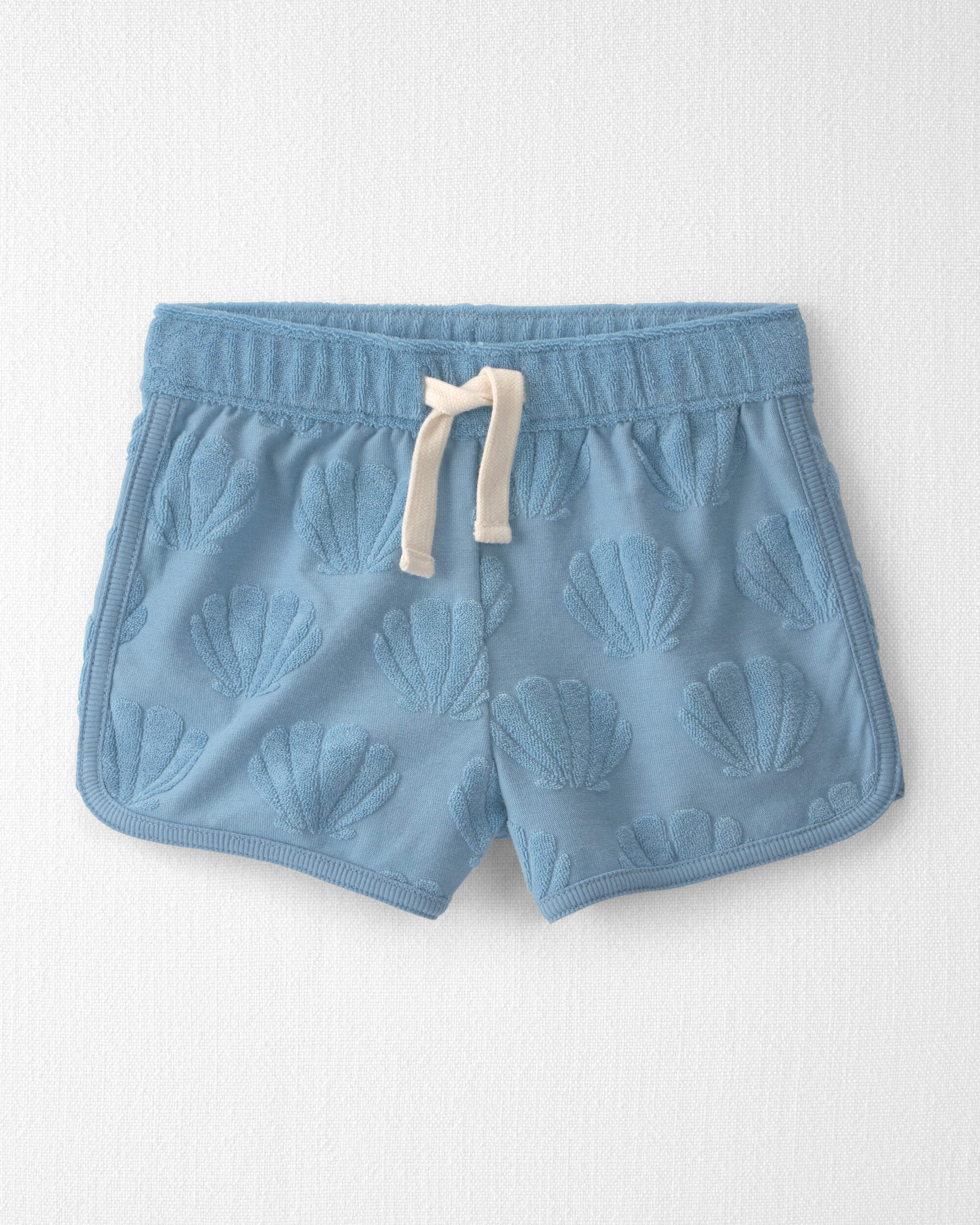 Toddler Girl 2-Piece Terry Top & Short Set Made with Organic Cotton Blue Seashells