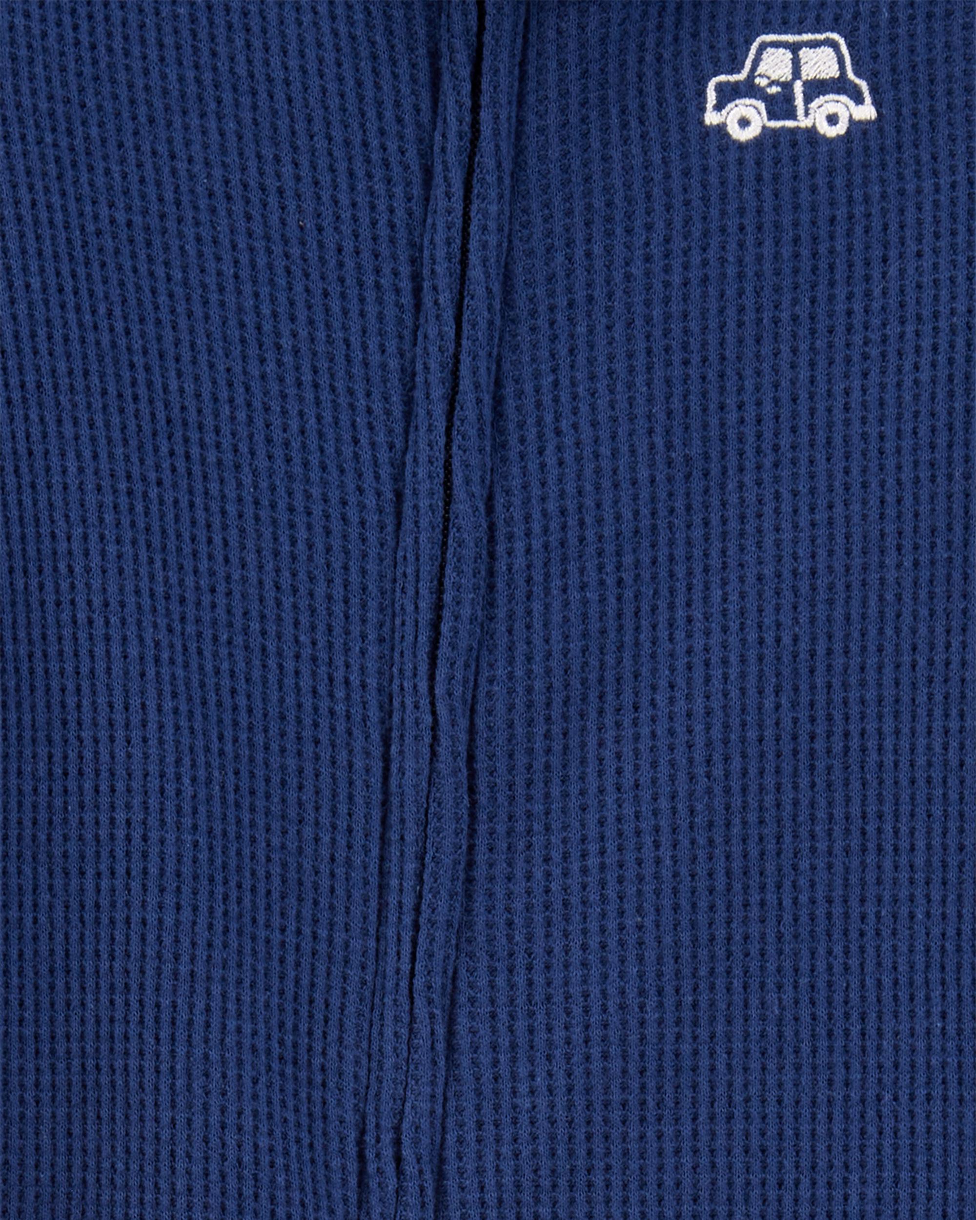 Toddler Boy Car Waffle Knit Footie 1-Piece Pyjamas - Navy
