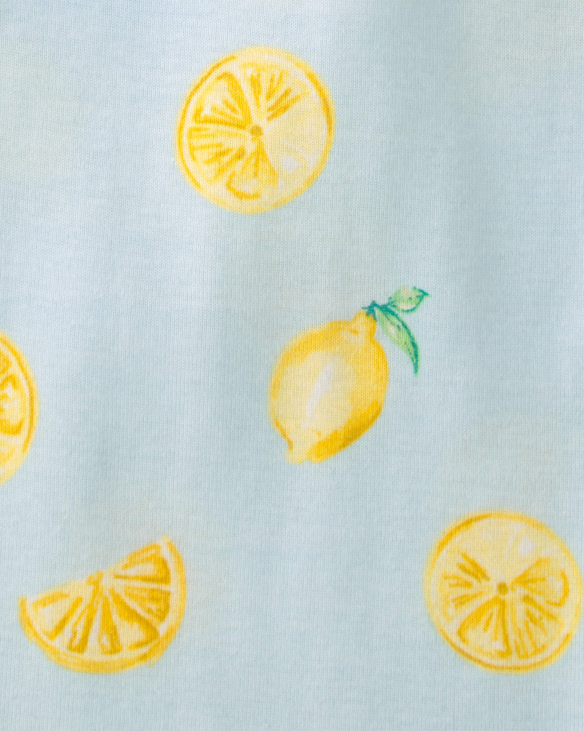 Girls Lemon 100% Cotton Snug Fit 4-Piece Pyjama Set - Blue/Yellow