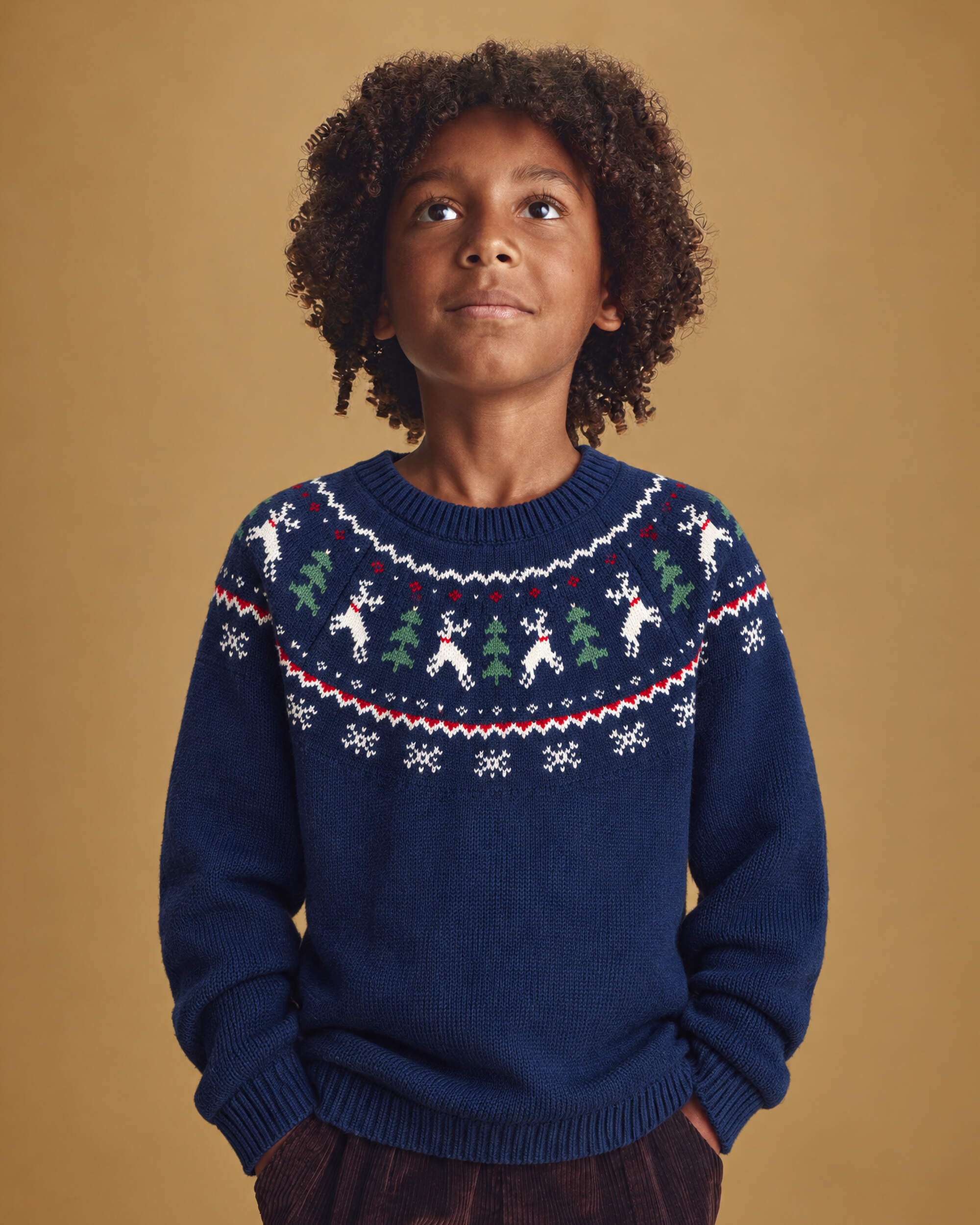 Kids Organic Cotton Fair Isle Sweater Knit Pullover