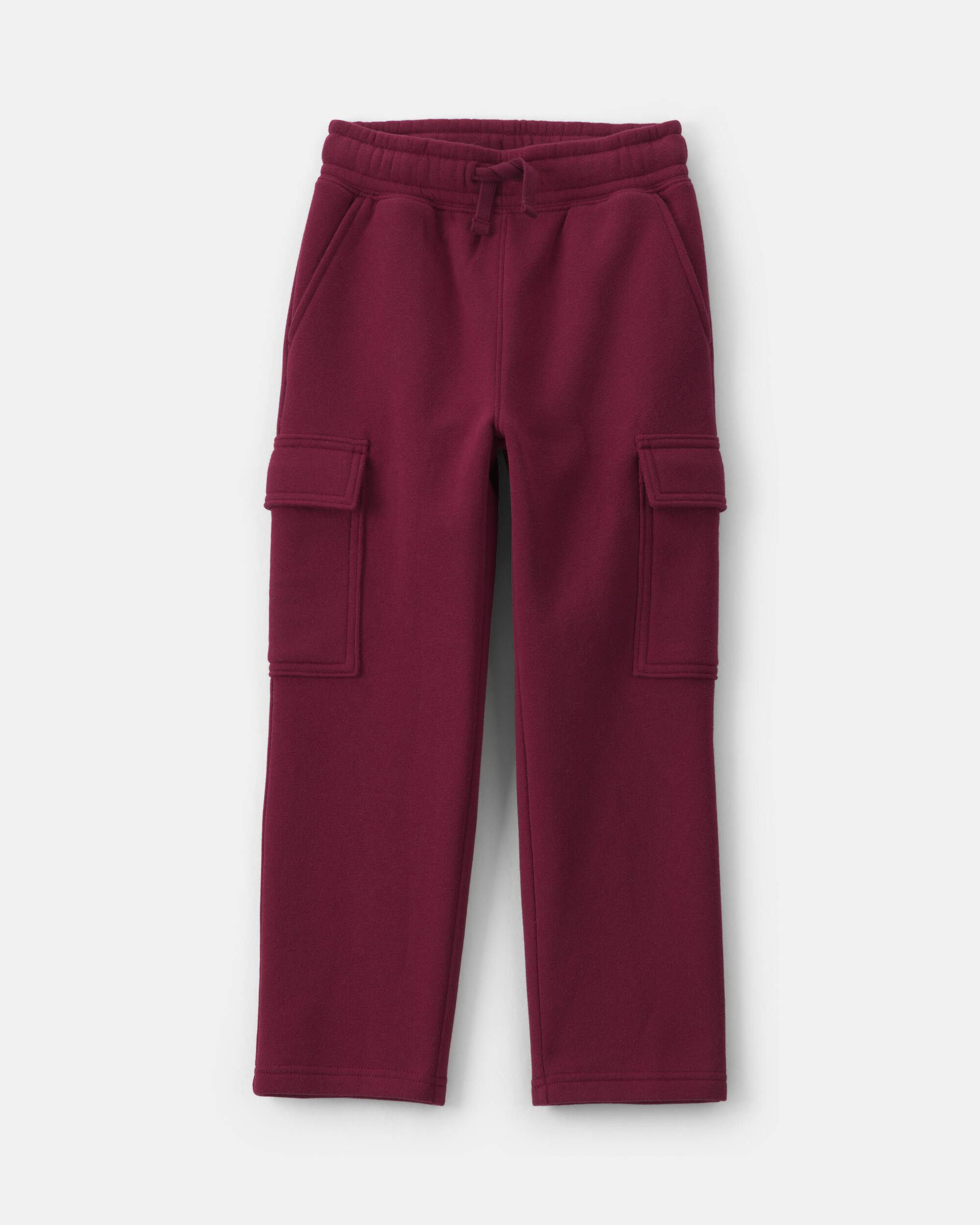 Boys Fleece Cargo Pants - Burgundy