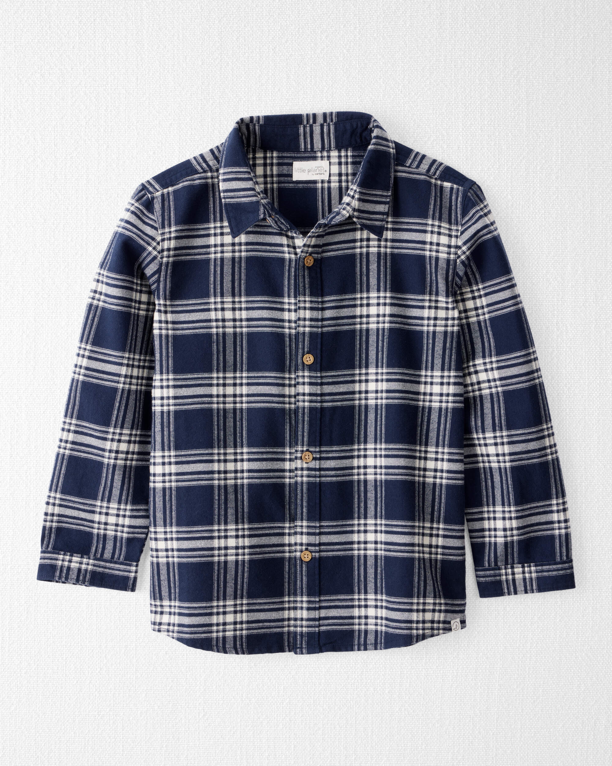 Kid Organic Cotton Button-Front Flannel Shirt