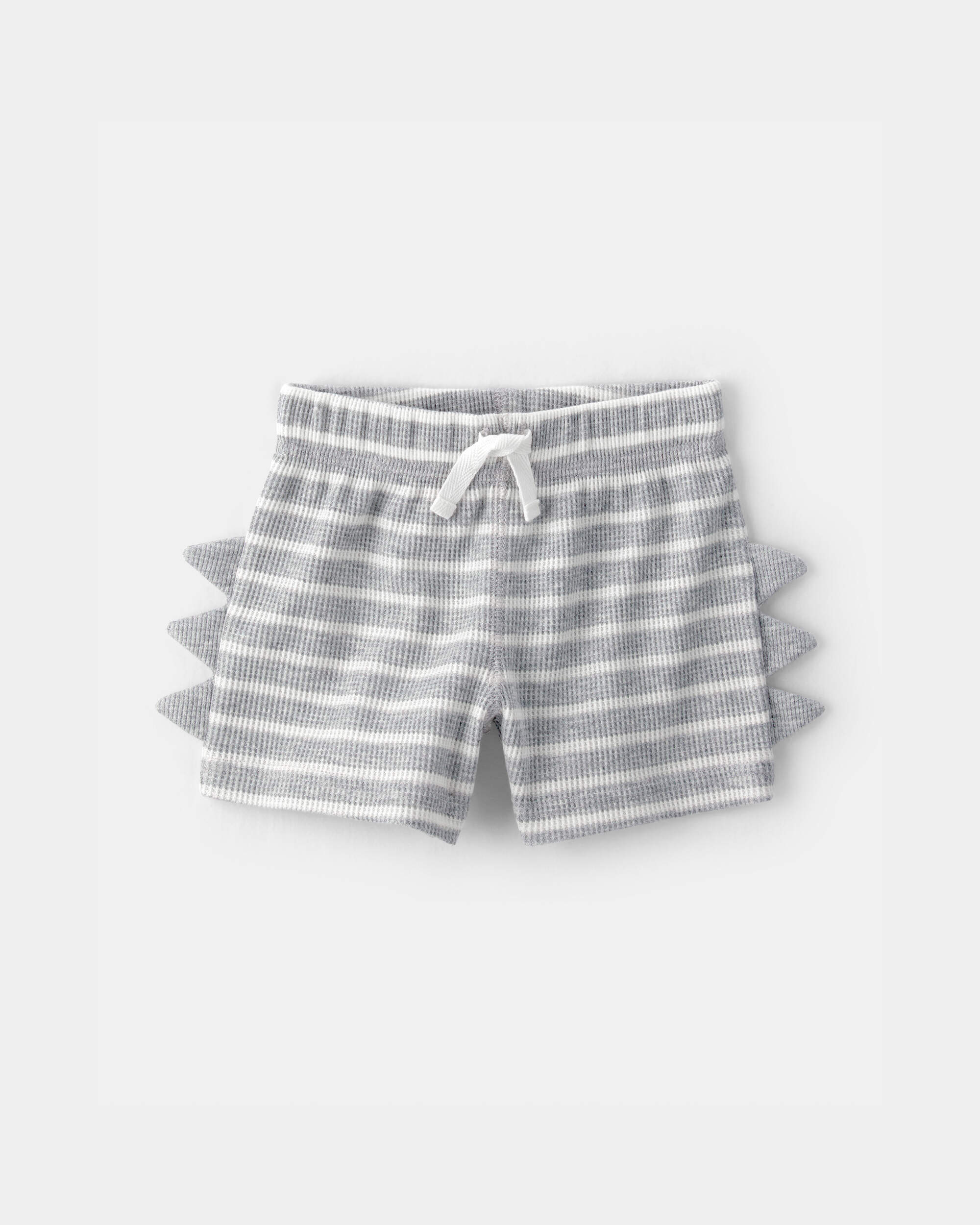 Baby Boy 2-Piece Dino Spikes Striped Thermal Short-Sleeve Bodysuit & Short Set - Grey