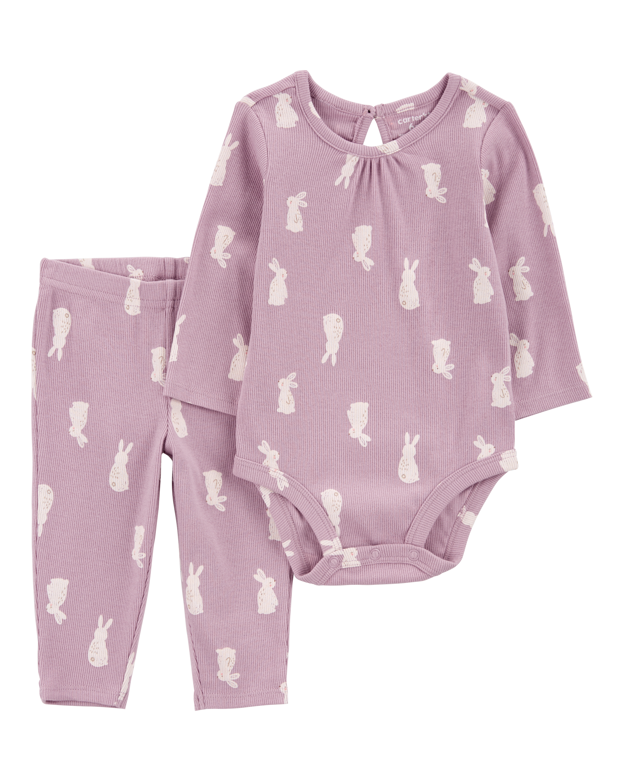 Baby 2-Piece Bunny Print Bodysuit Pant Set