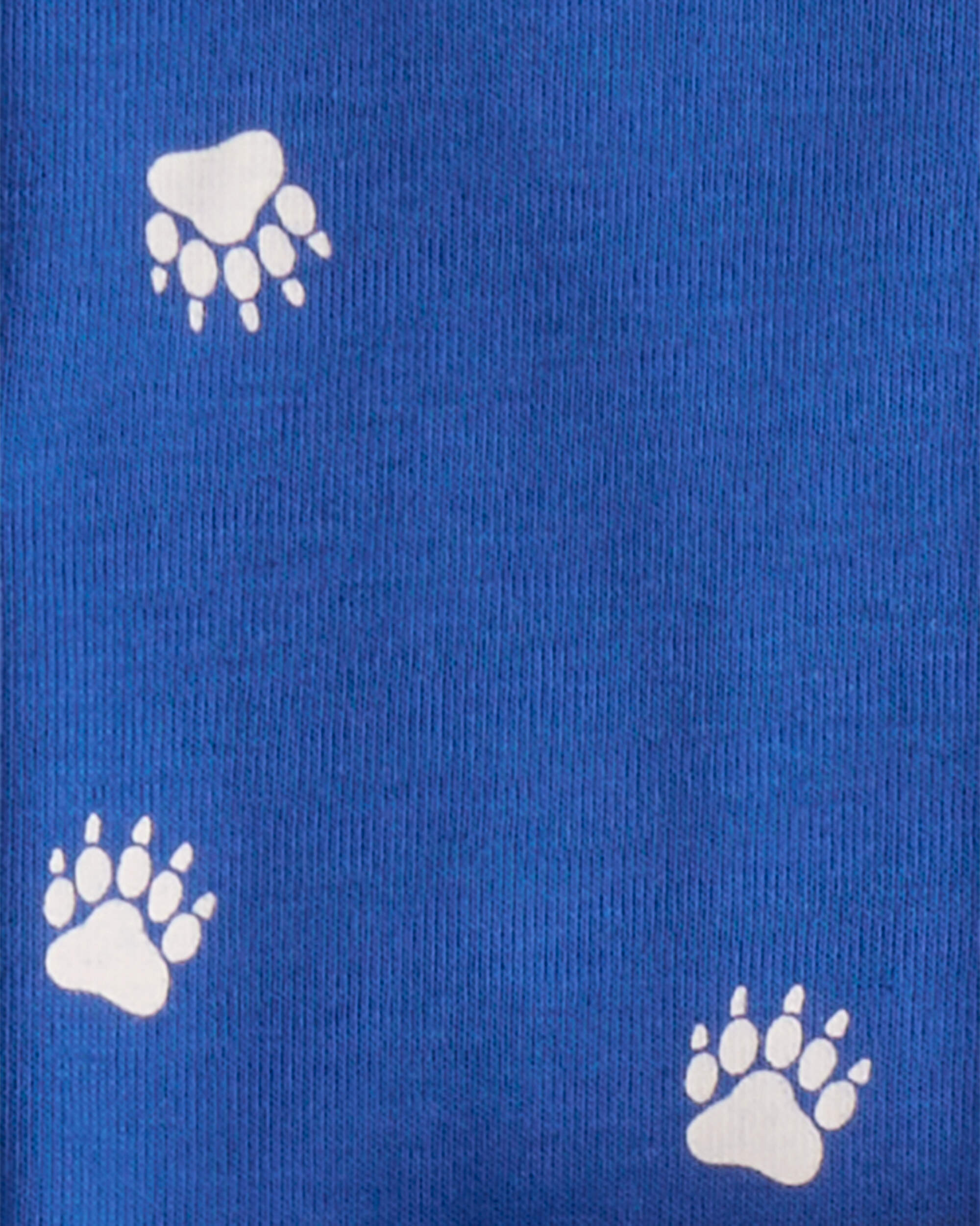 Toddler Boy Woodland Print Cotton Long-Sleeve Snug Fit 4-Piece Pyjamas - White/Blue