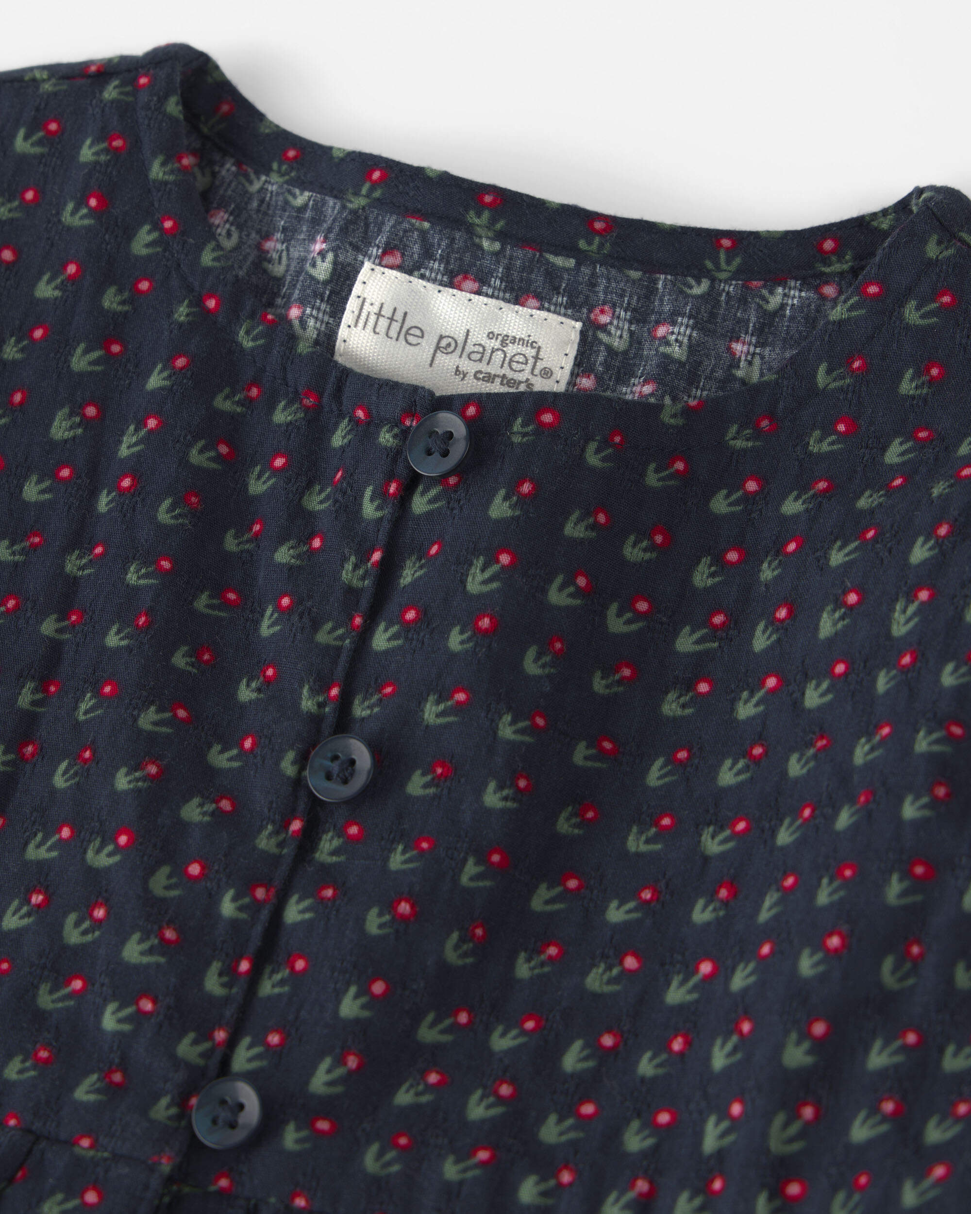Toddler Girl Organic Cotton Dobby Dress Navy Floral