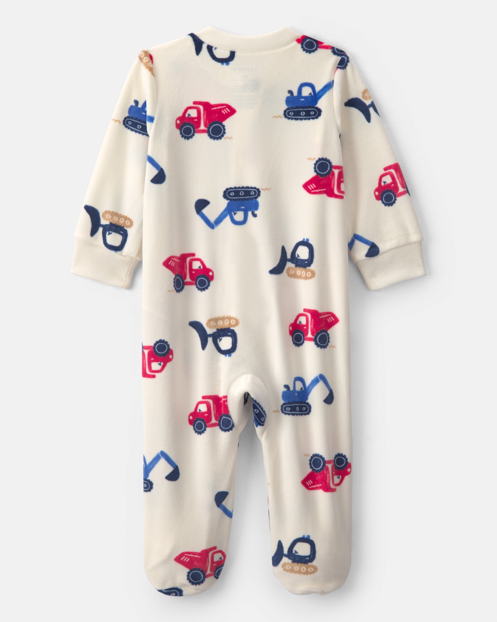 Baby Boy Construction 2-Way Zip DreamPlush Sleeper - Cream