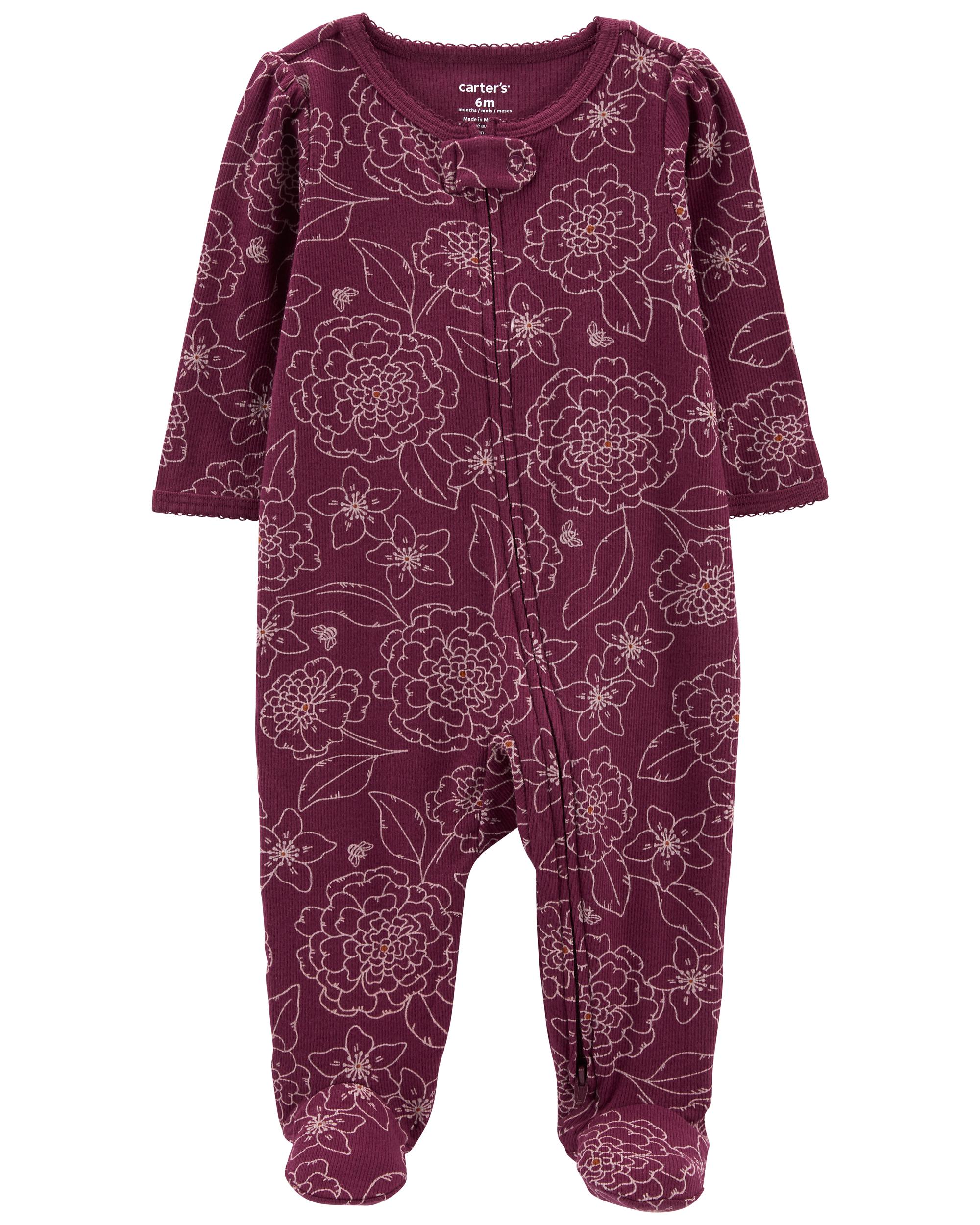 Purple 1Piece Floral Sleep & Play