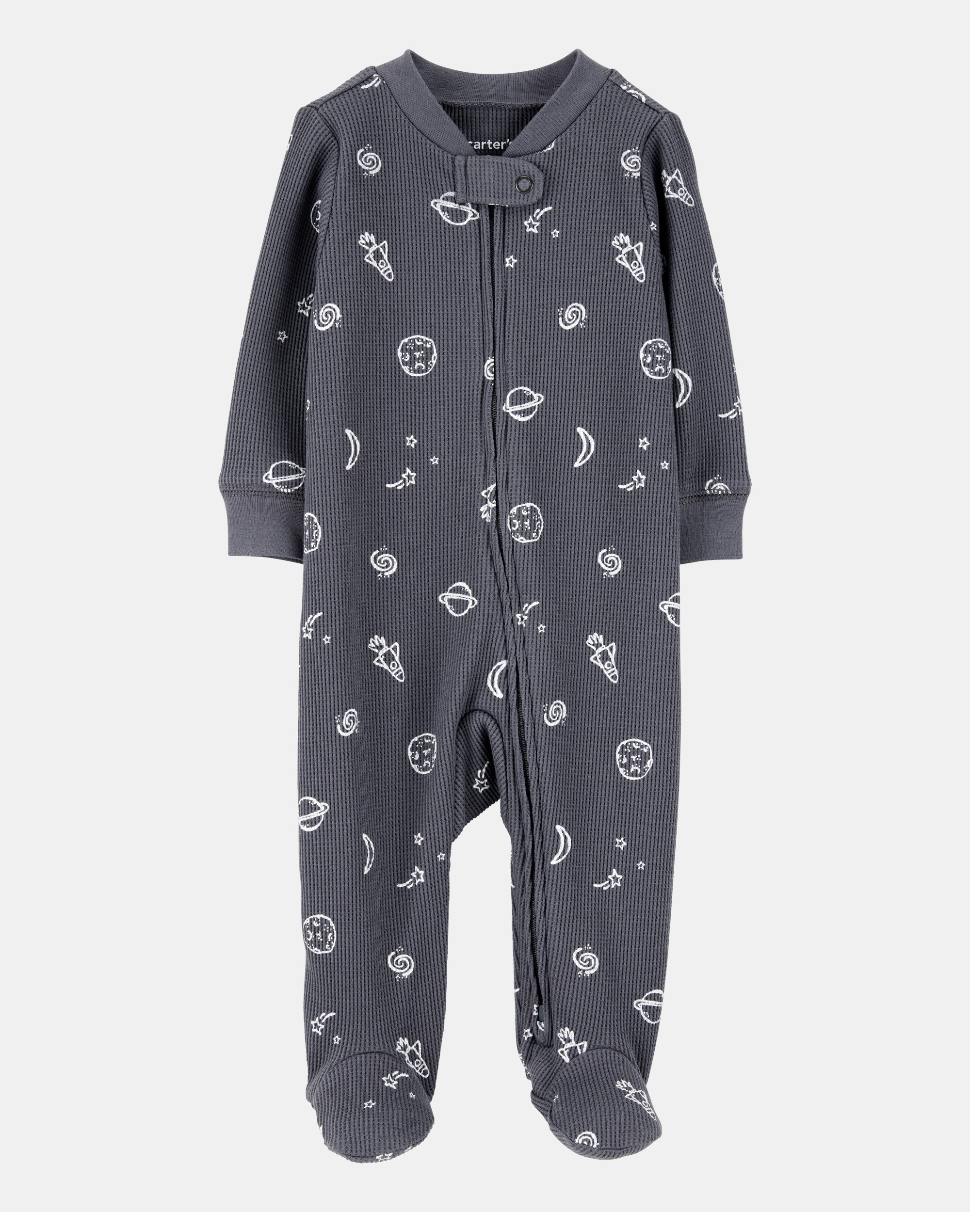 Baby Boy Space Print 2-Way Zip Thermal Sleeper