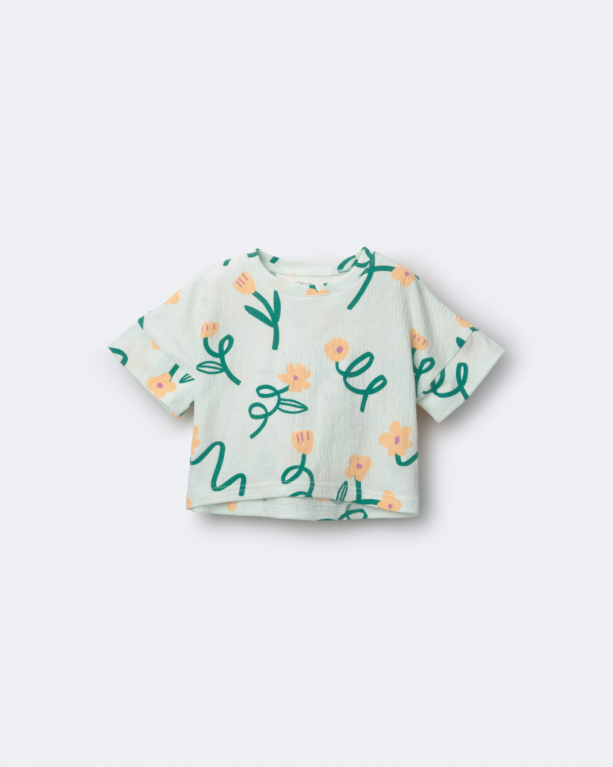 Toddler Girl High-Low Dolman Tee Floral Print - Light Green