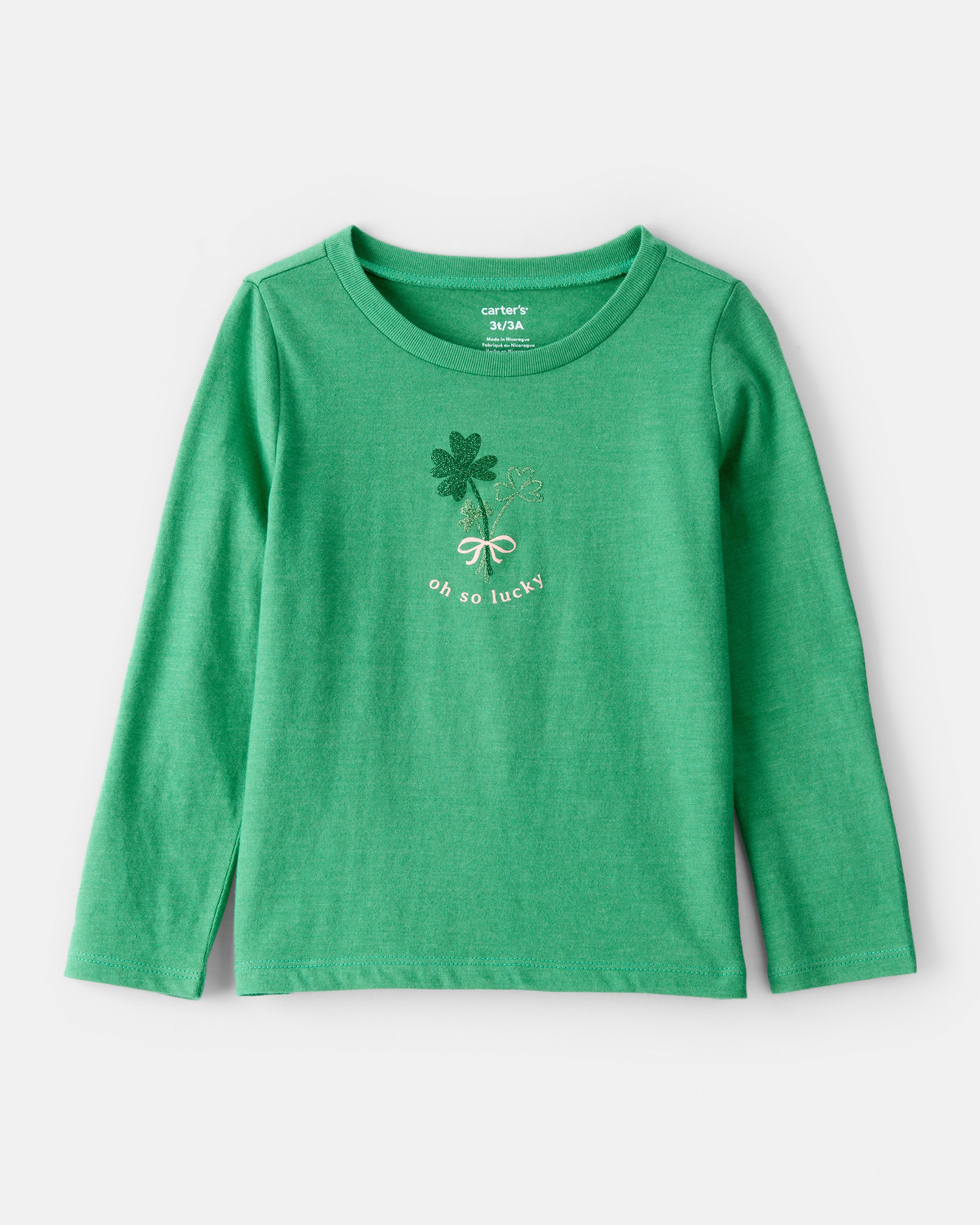 Toddler Girl St. Patrick's Day Shamrock Long-Sleeve Graphic Tee - Green