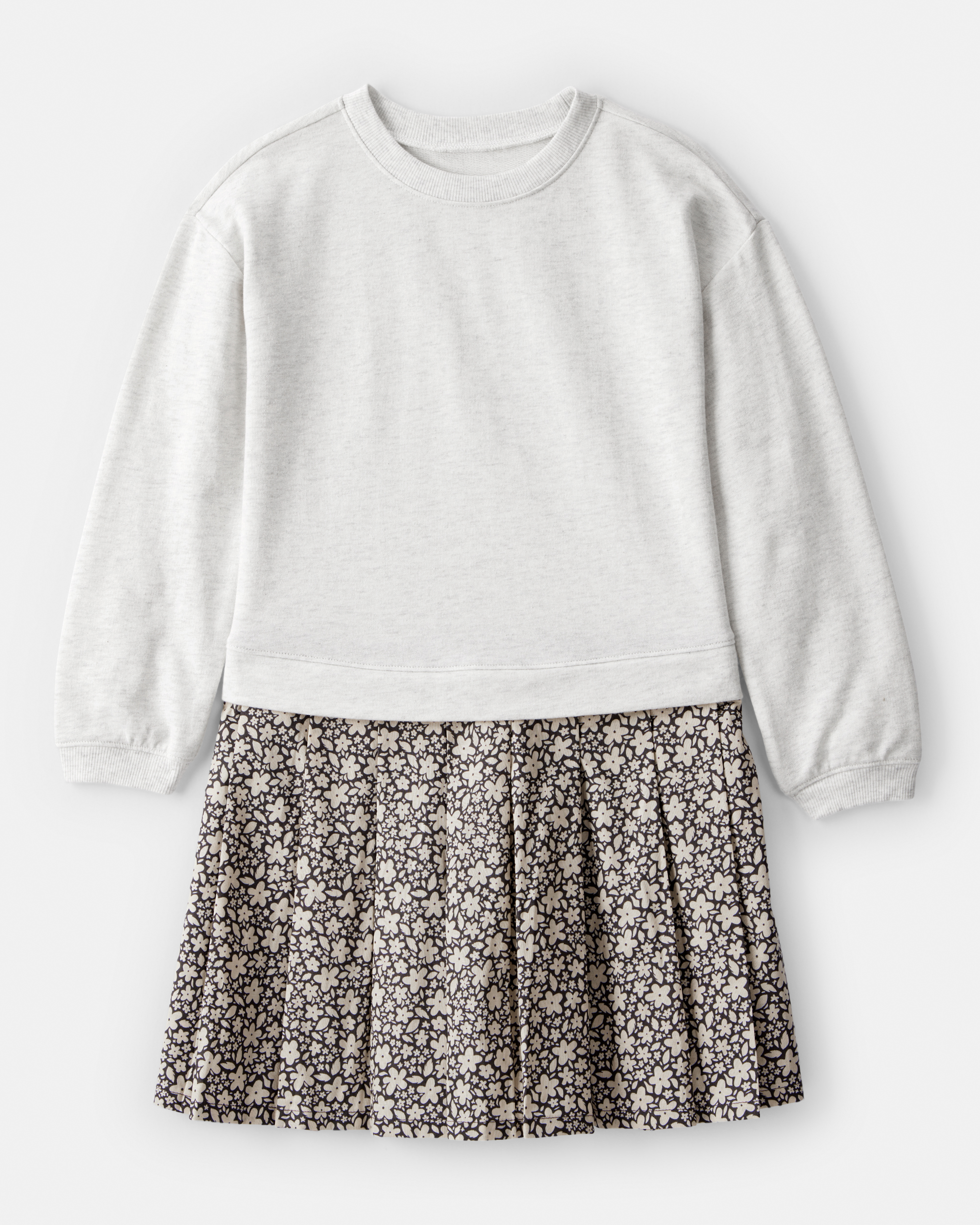 Girls Floral Sweatshirt Dress
