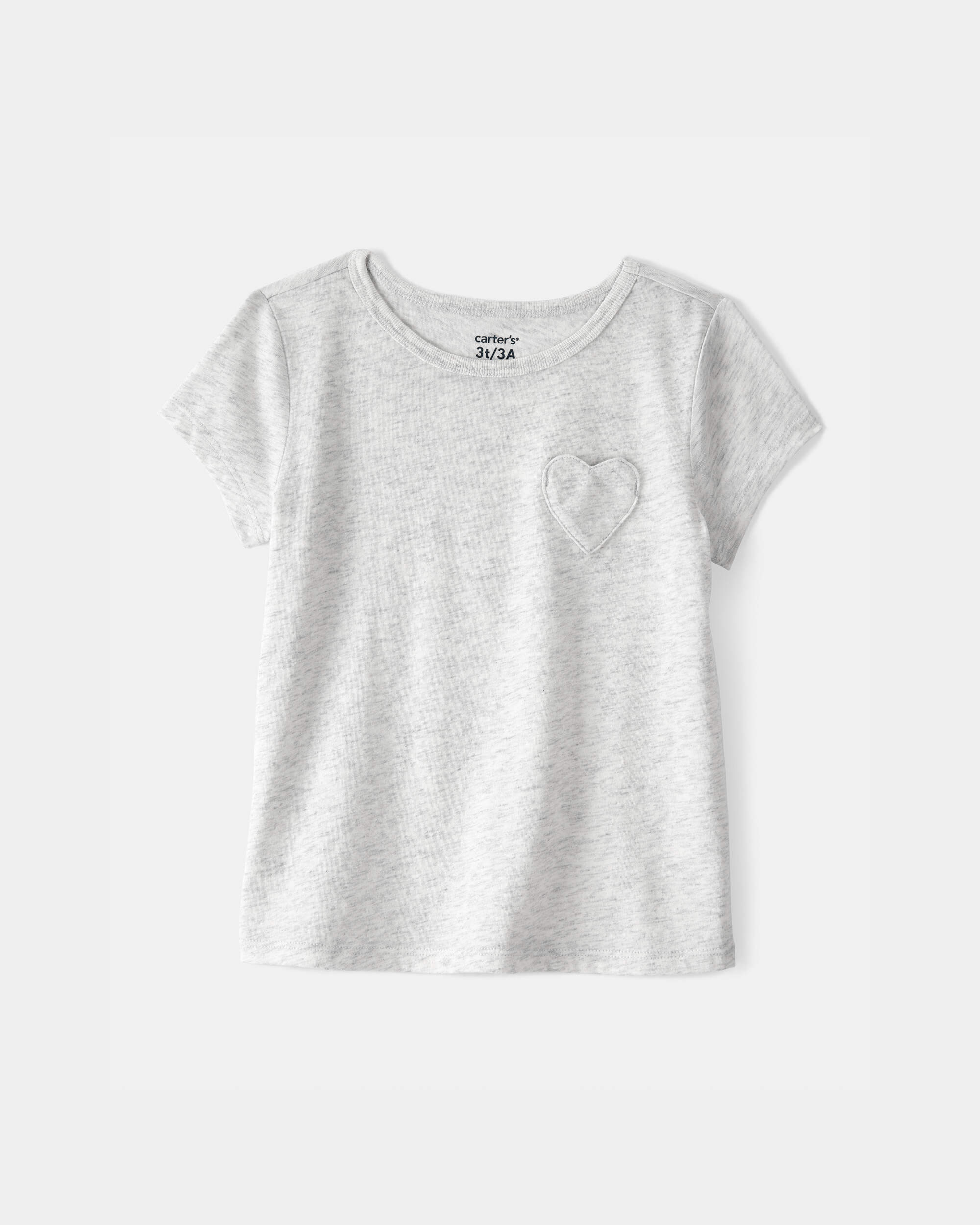 Toddler Girl Heart Pocket Top - Grey