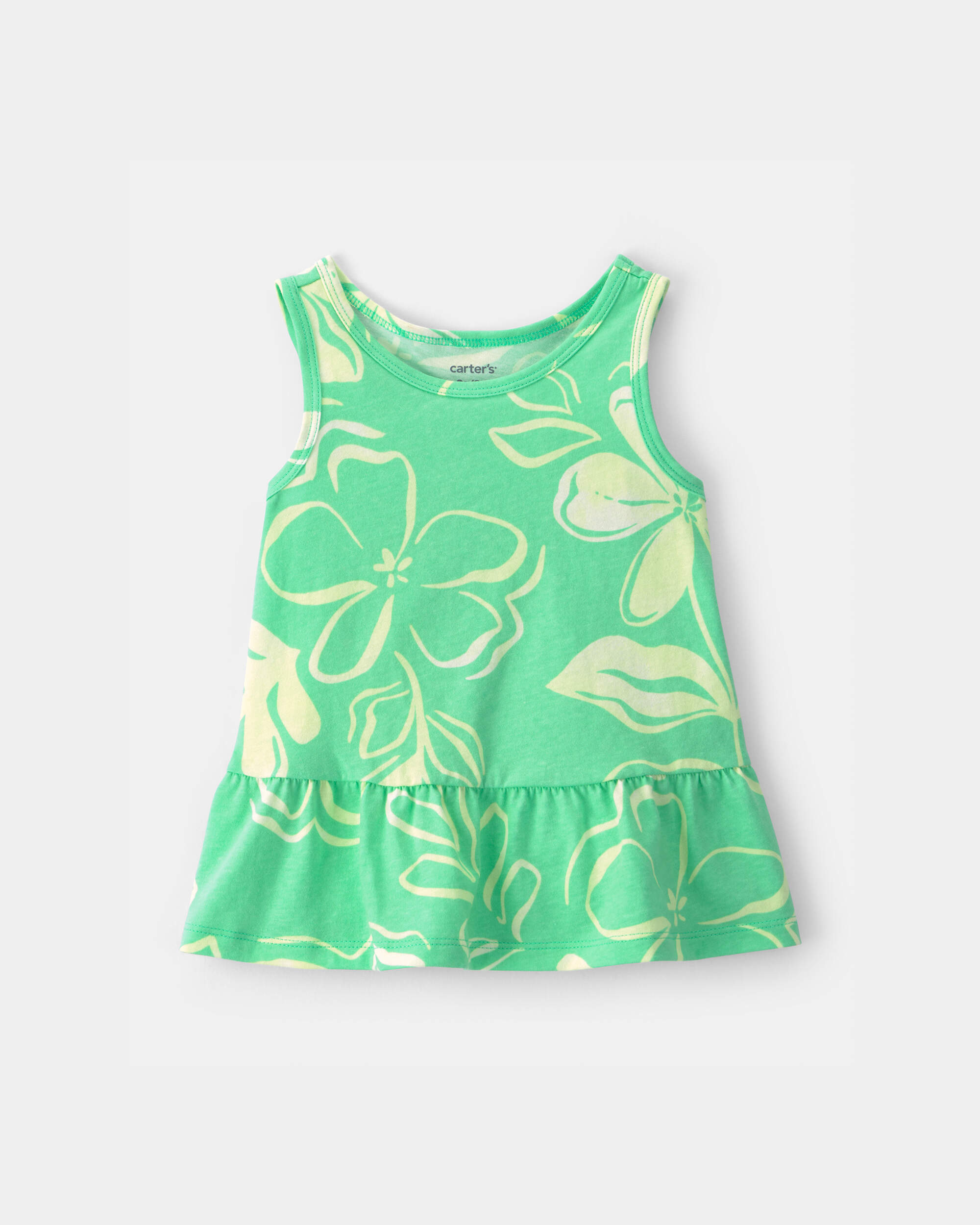 Toddler Girl Floral Peplum Tank Top - Green