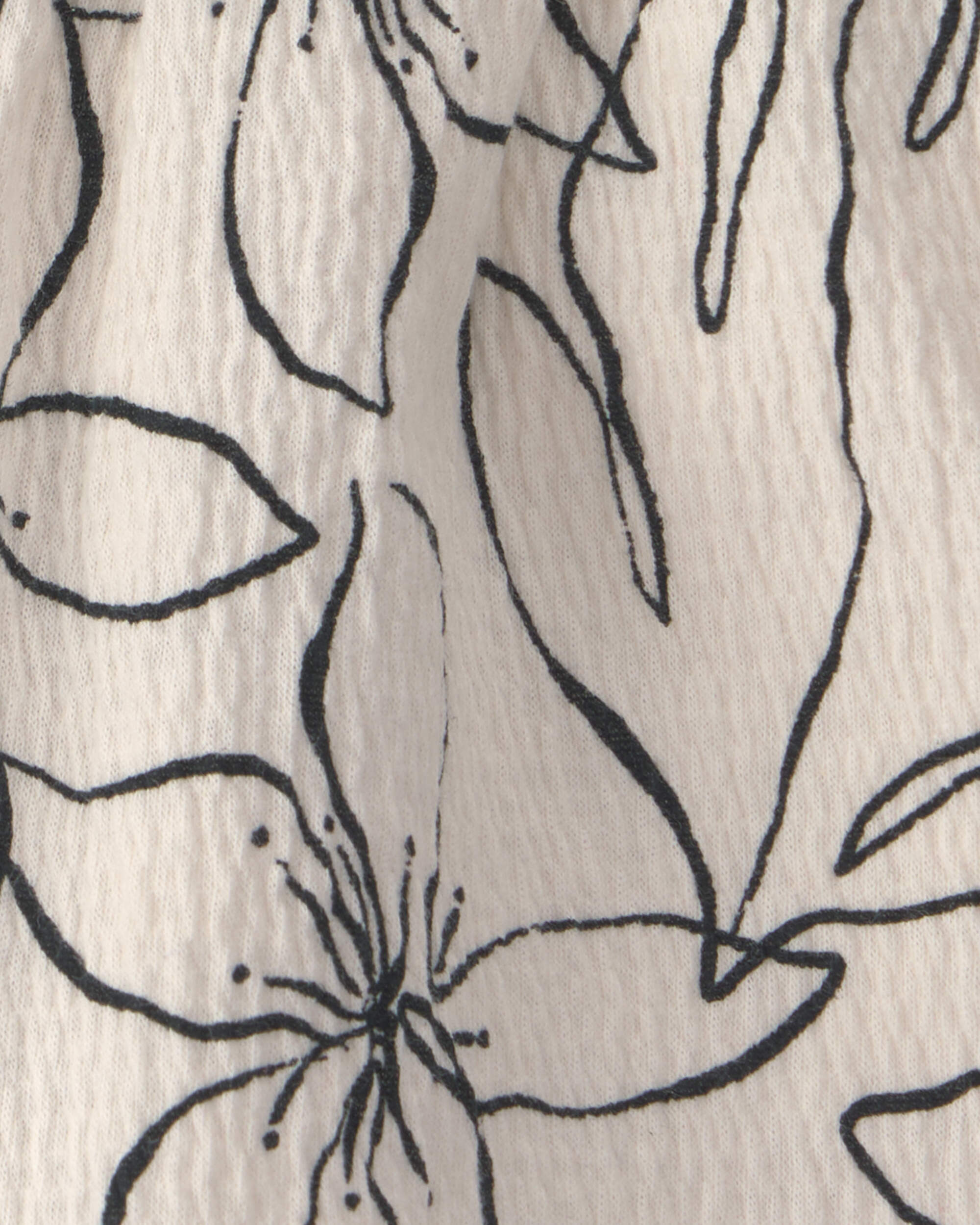 Toddler Girl Floral Crinkle Shorts - Cream