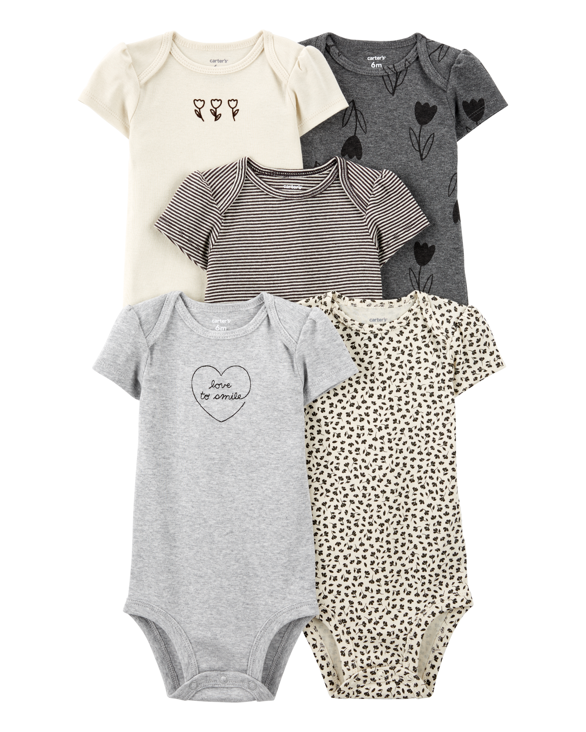 Baby 5-Pack Floral Short-Sleeve Bodysuits