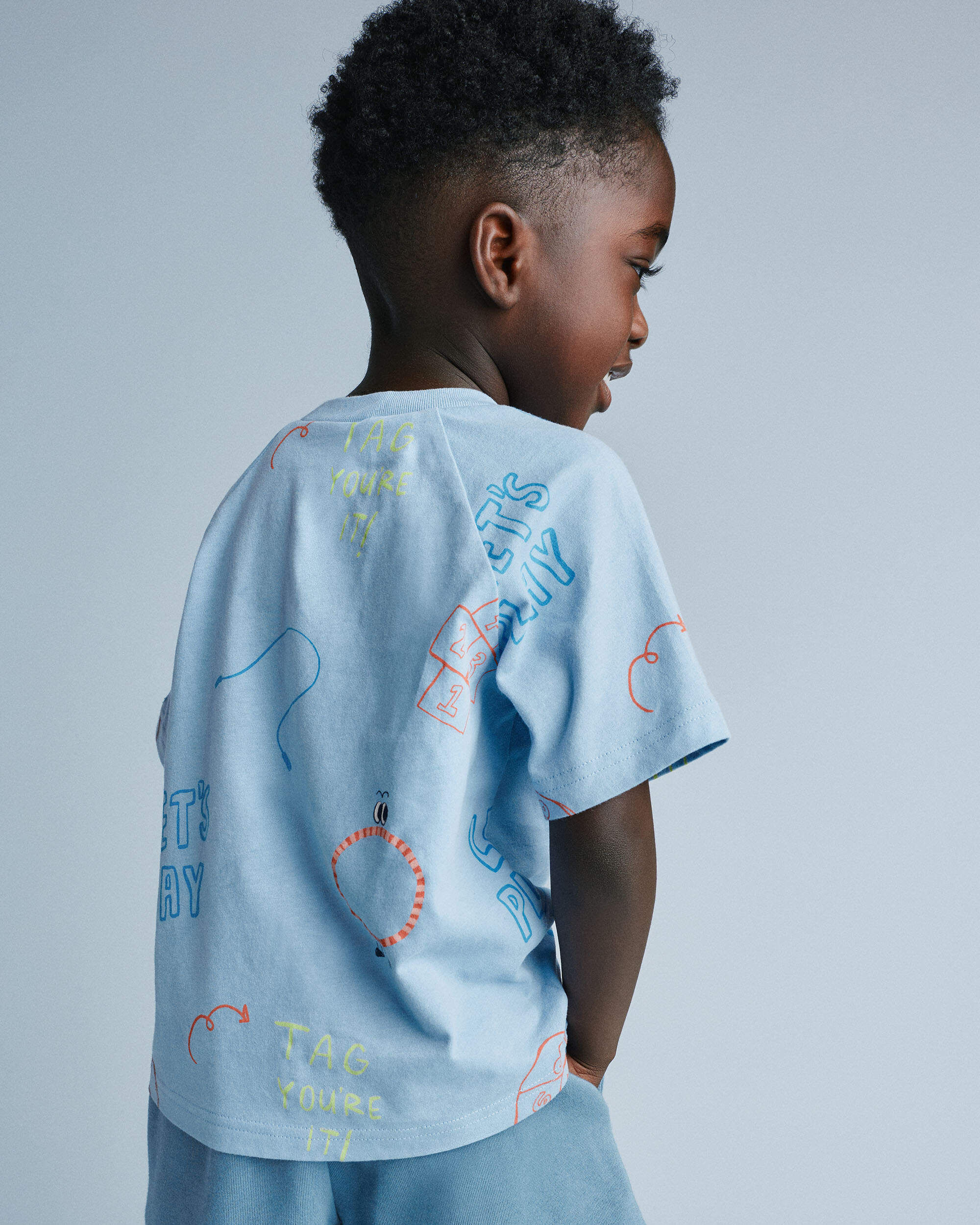Toddler 'Let's Play' Raglan Relaxed Tee - Blue