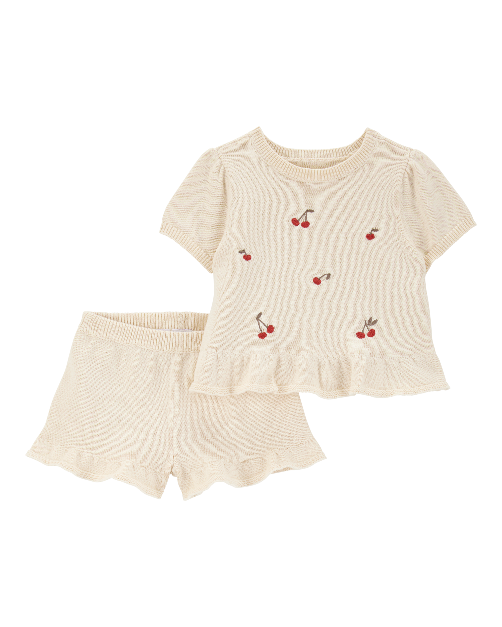 c*r様 Apolina Loretta Short Set 2-3Y Ivory Baby 2-Piece Cherry Peplum Top & Short Set - Ivory