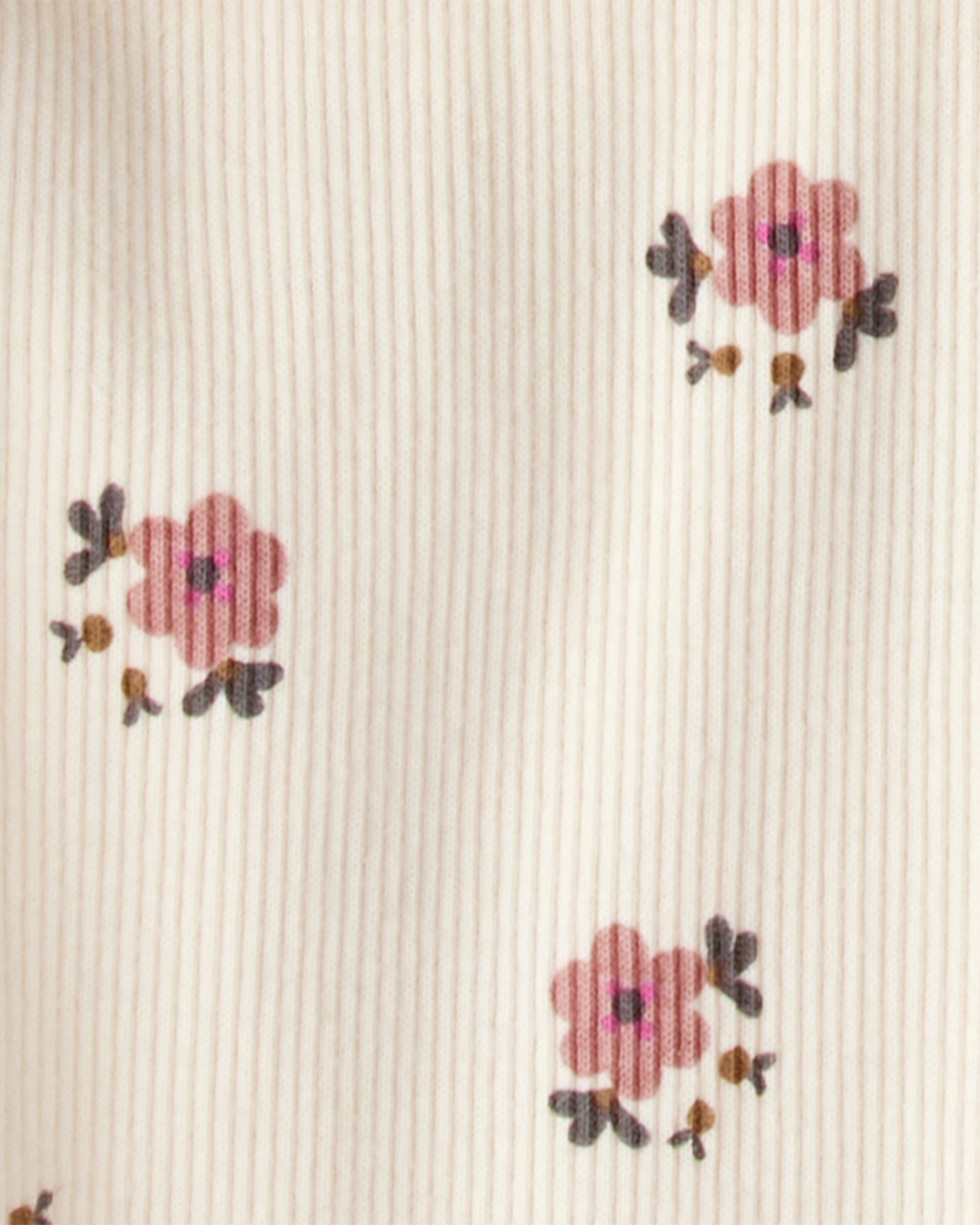 Baby Girl Quilted Quarter-Zip & Floral Legging Set - Cream