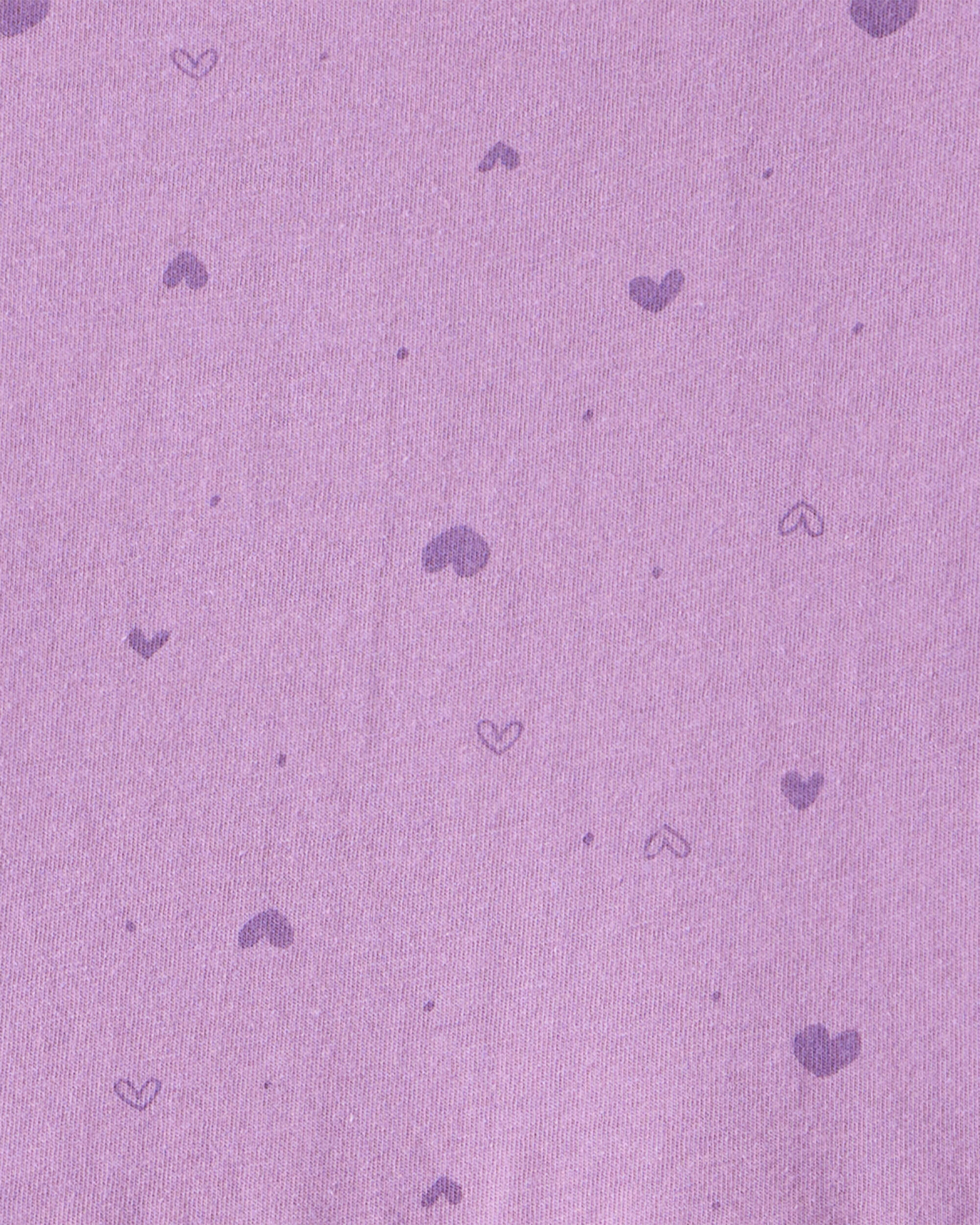 Girls Heart Print Long Sleeve Cotton Dress - Purple