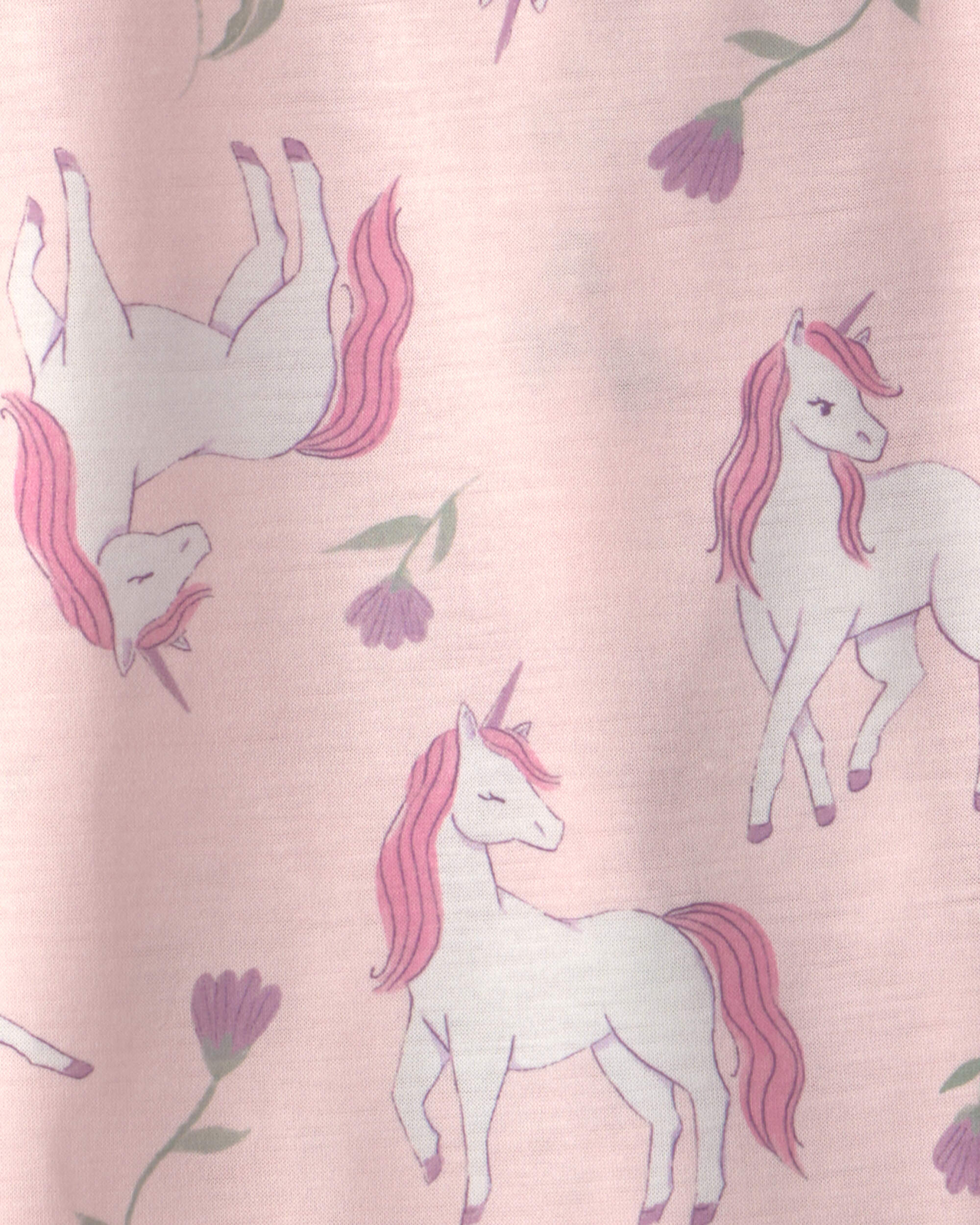 Girls 2-Pack Unicorn Floral Loose Fit Night Gown - Pink