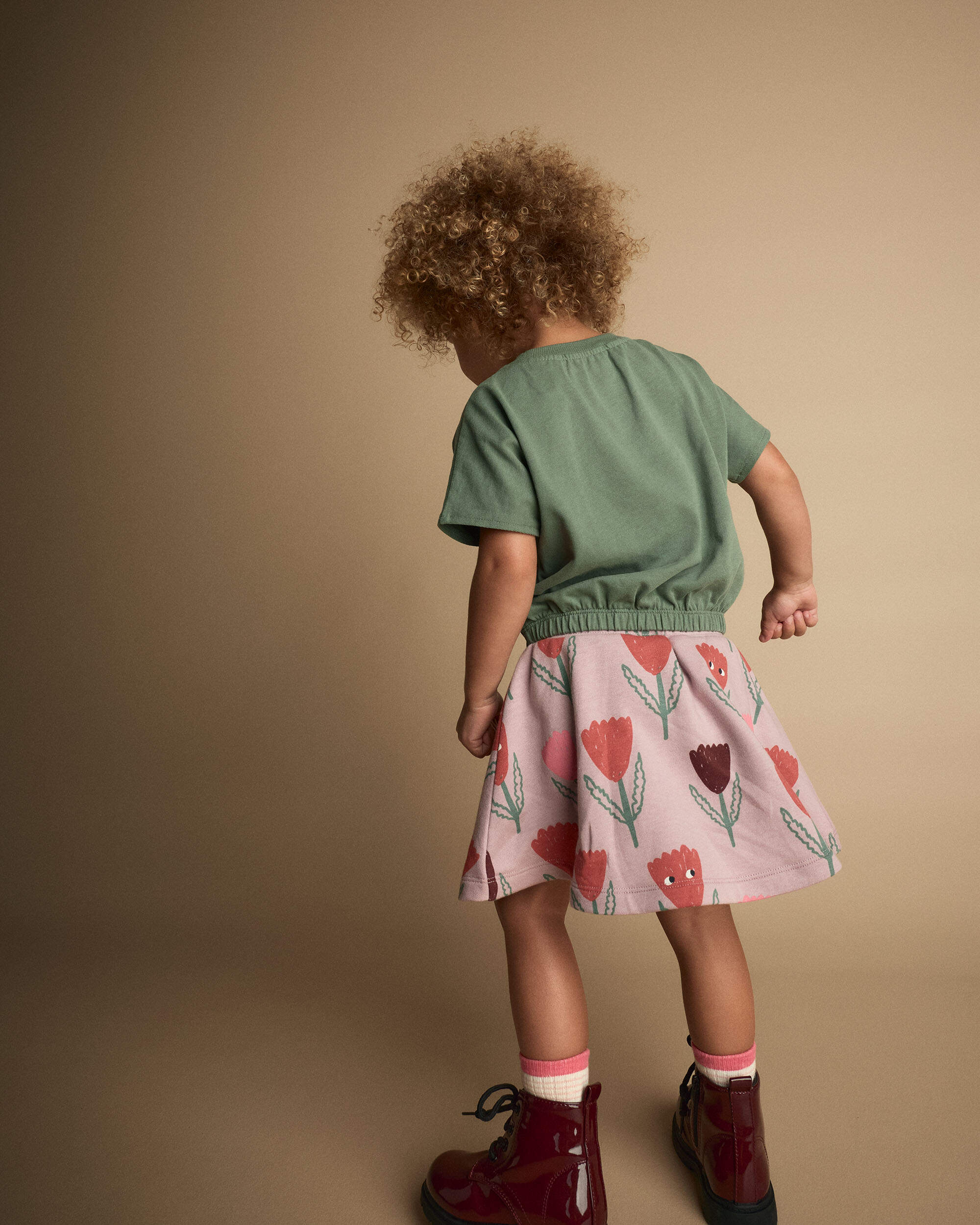 Toddler Girl Skirt Tulip Print - Mauve