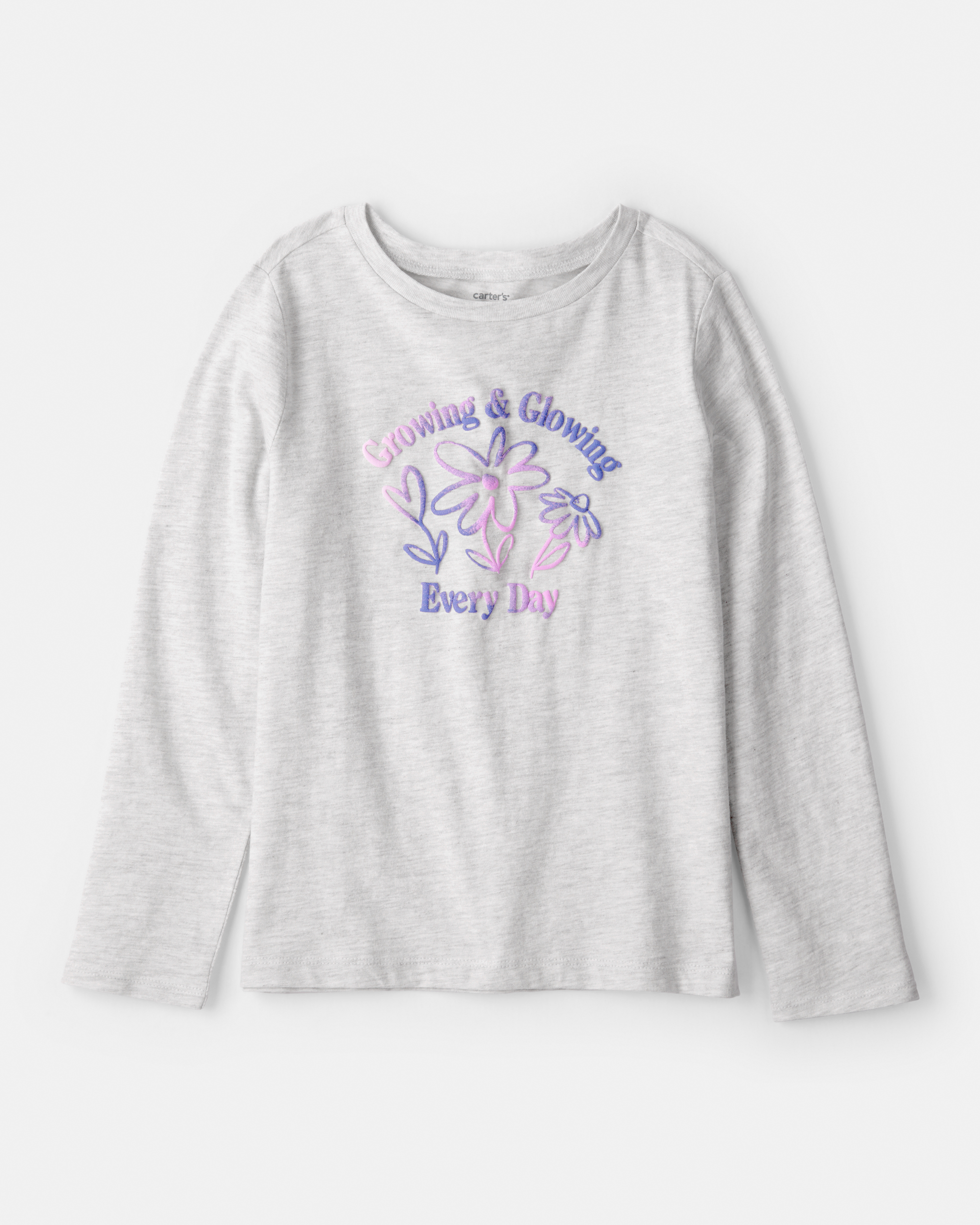 Girls Growing & Glowing Long-Sleeve Graphic Tee - Grey