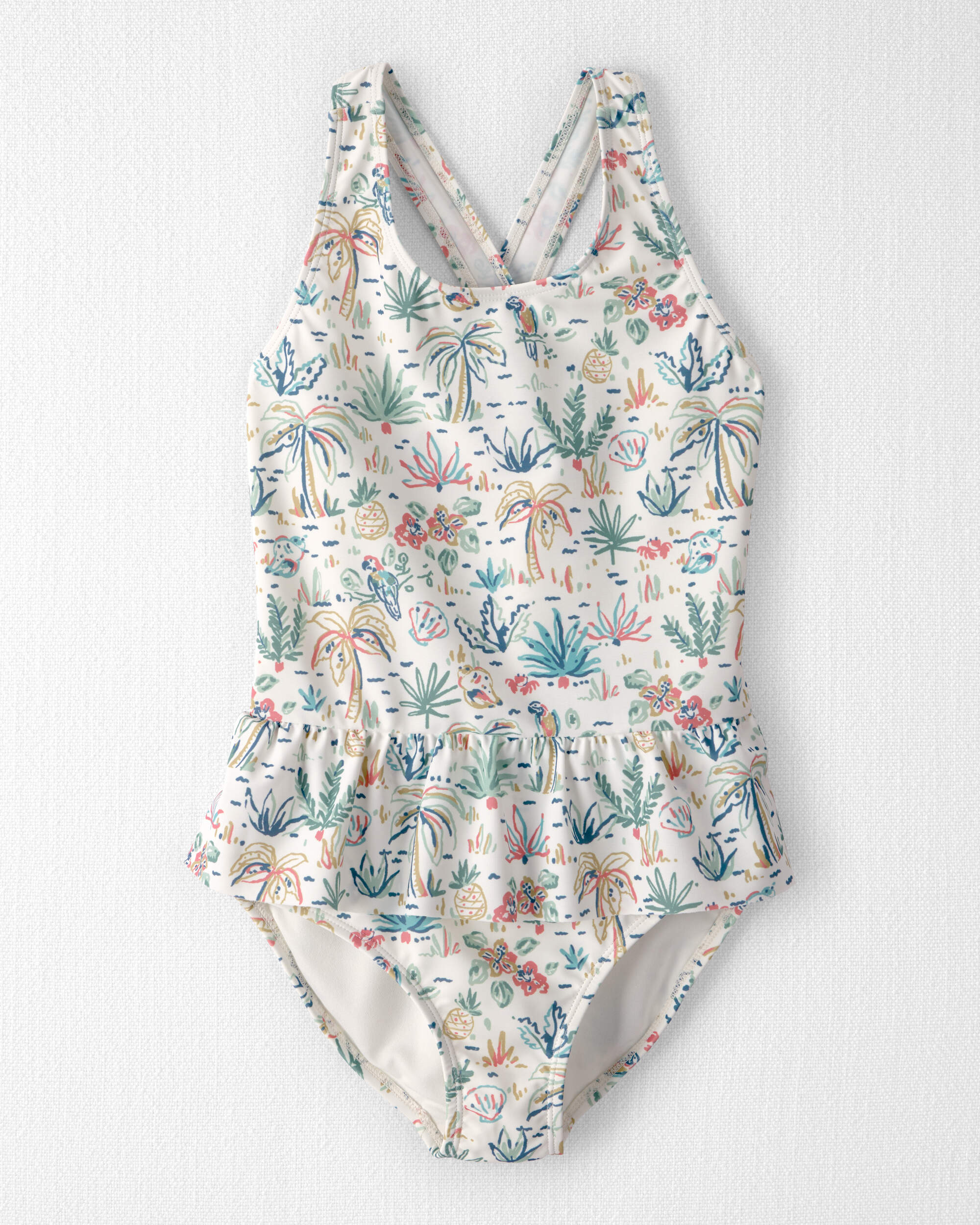 Girls Recycled Swimsuit Tropical Paradise Print